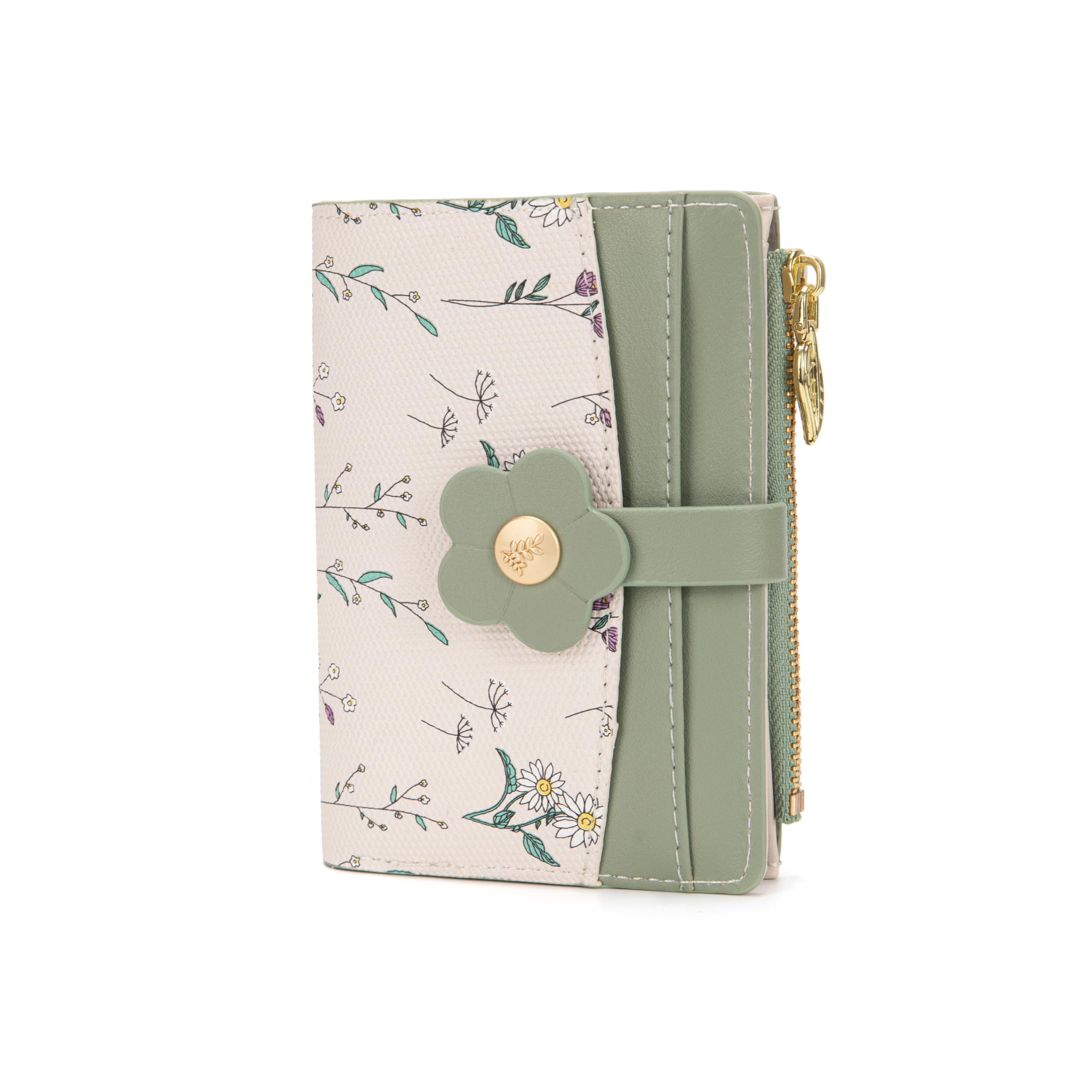 Chaofanxi RFID Blocking Green Leather Bifold Wallet