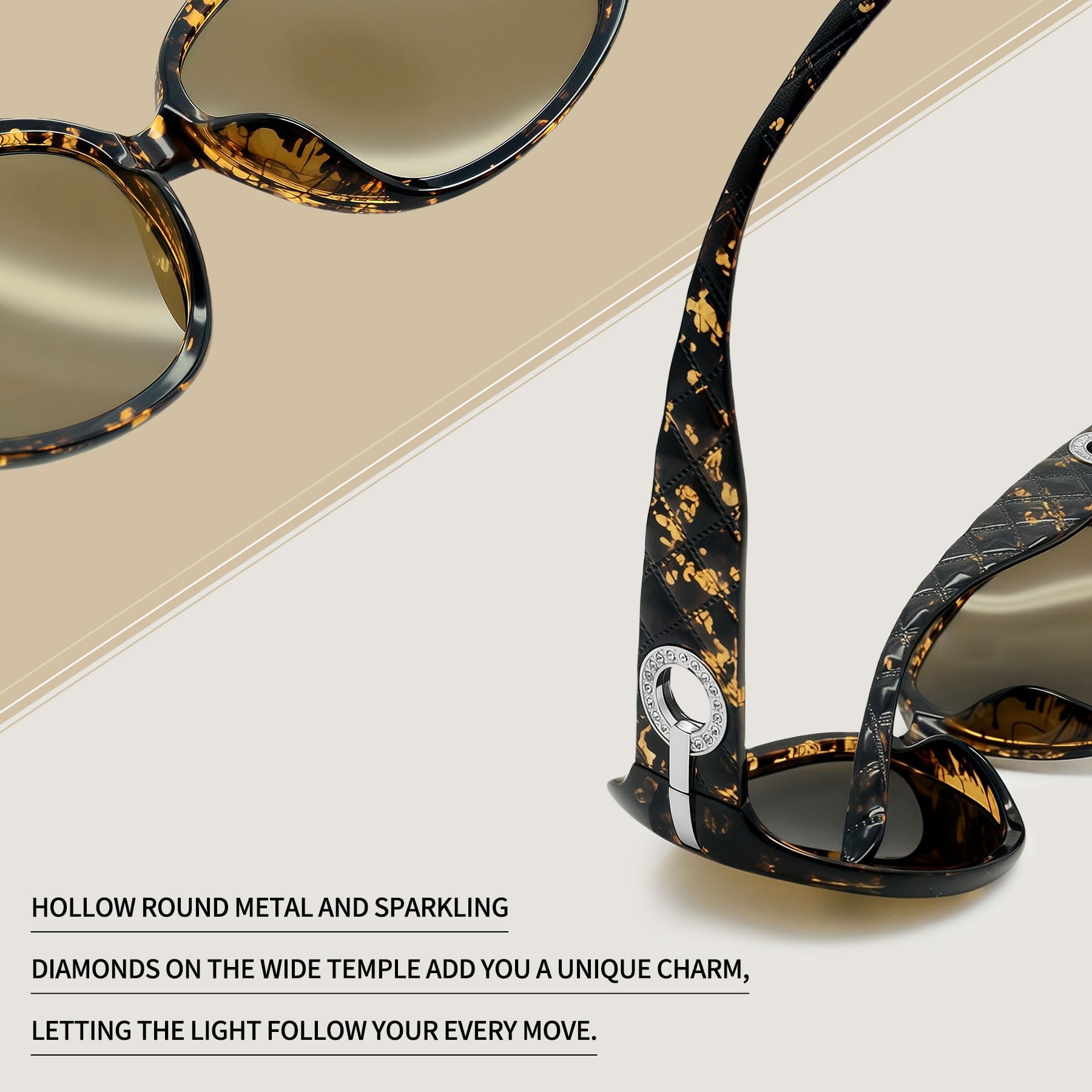Joopin Oversized Polarised Sunglasses For Women Retro Frames
