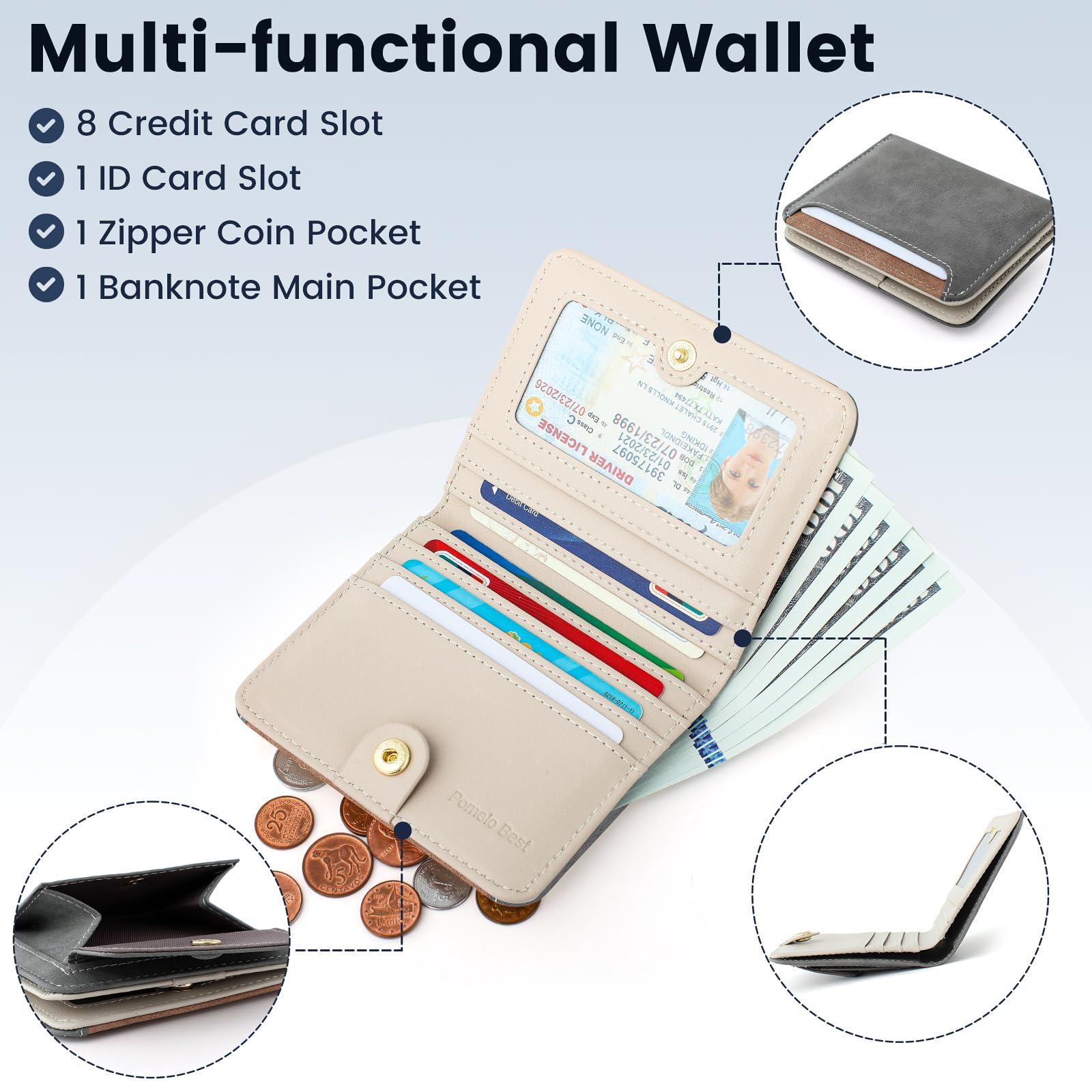 Pomelo Best Pink RFID Blocking Small Wallet With Zipper