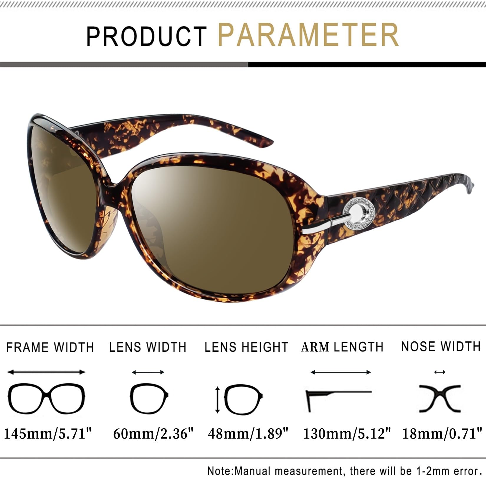 Joopin Oversized Polarised Sunglasses For Women Retro Frames