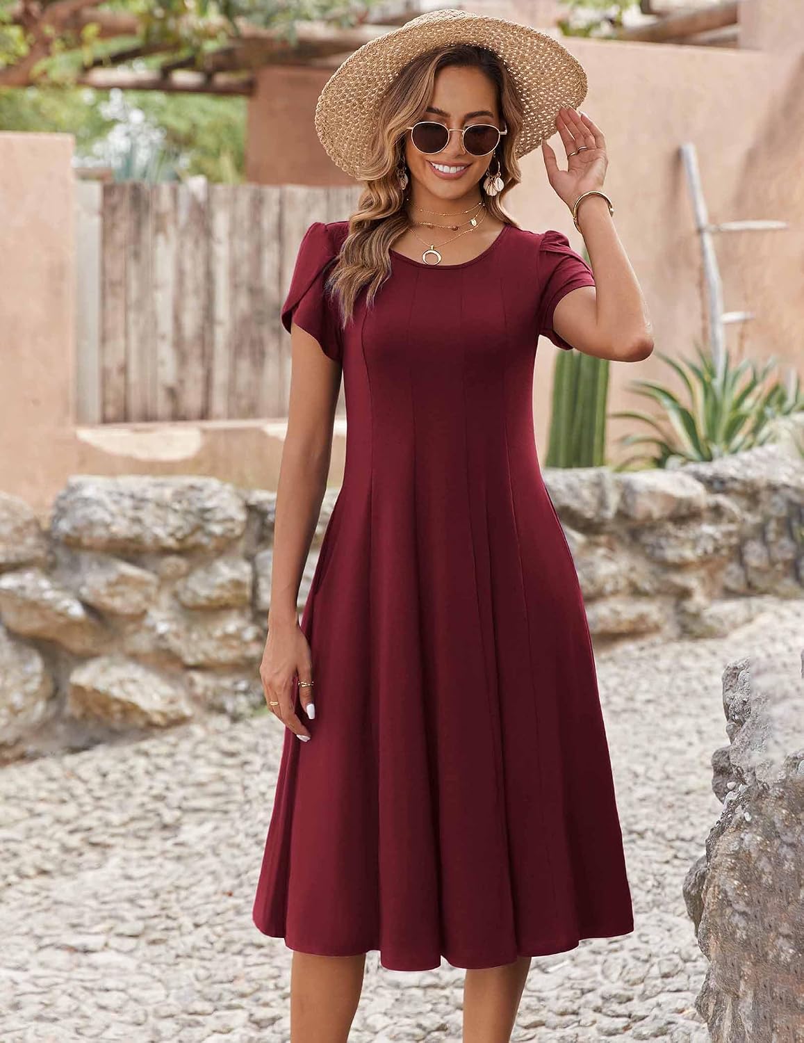 Zeagoo Womens Summer Midi Dress With Pockets S XXL