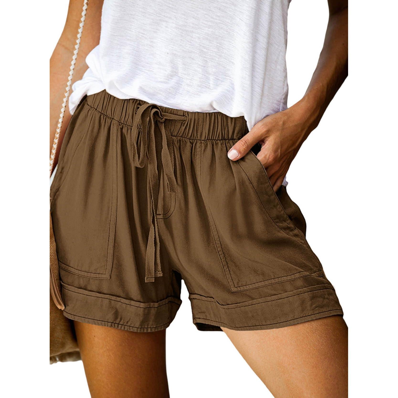 Comefohome Womens Cotton Drawstring Shorts With Pockets