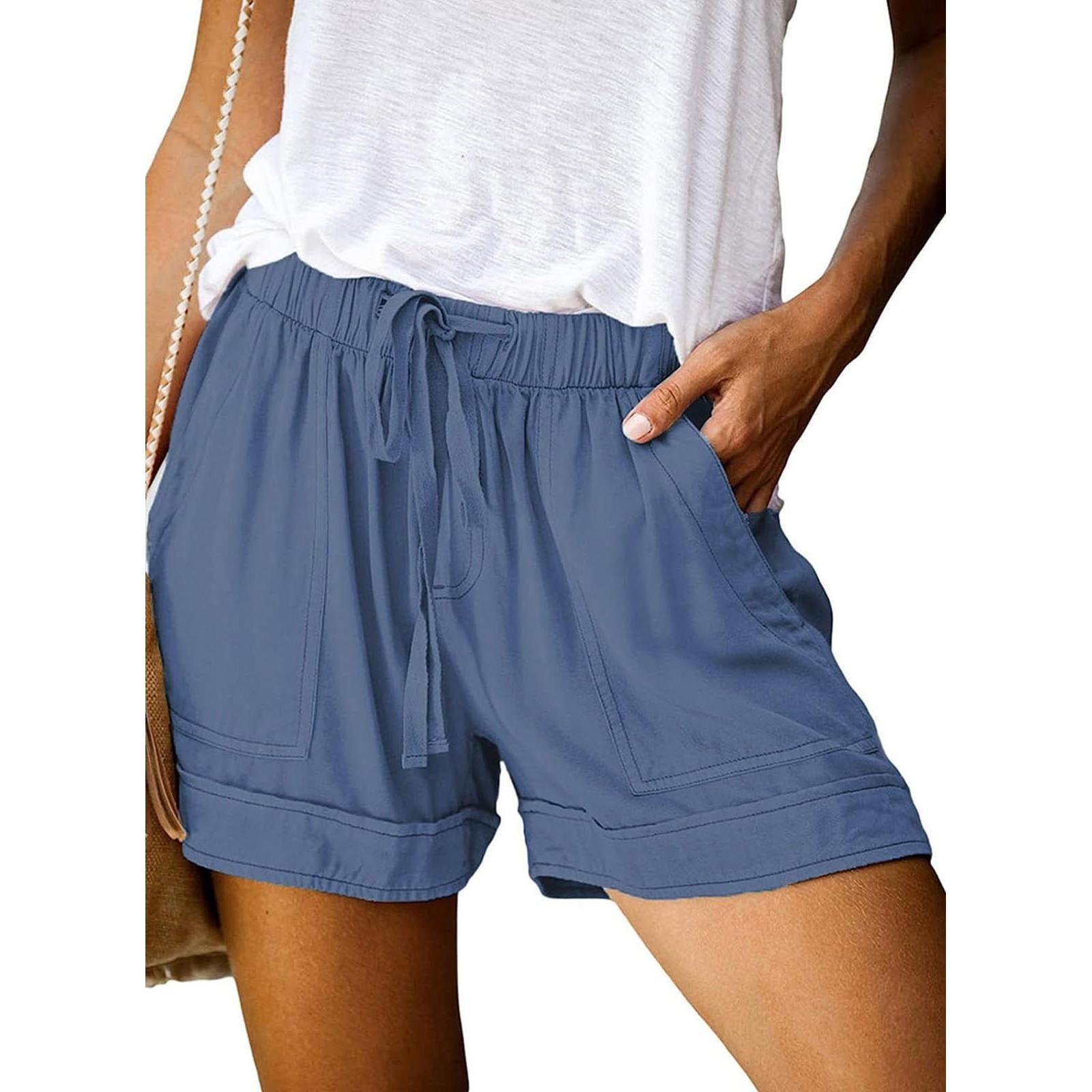 Comefohome Womens Cotton Drawstring Shorts With Pockets