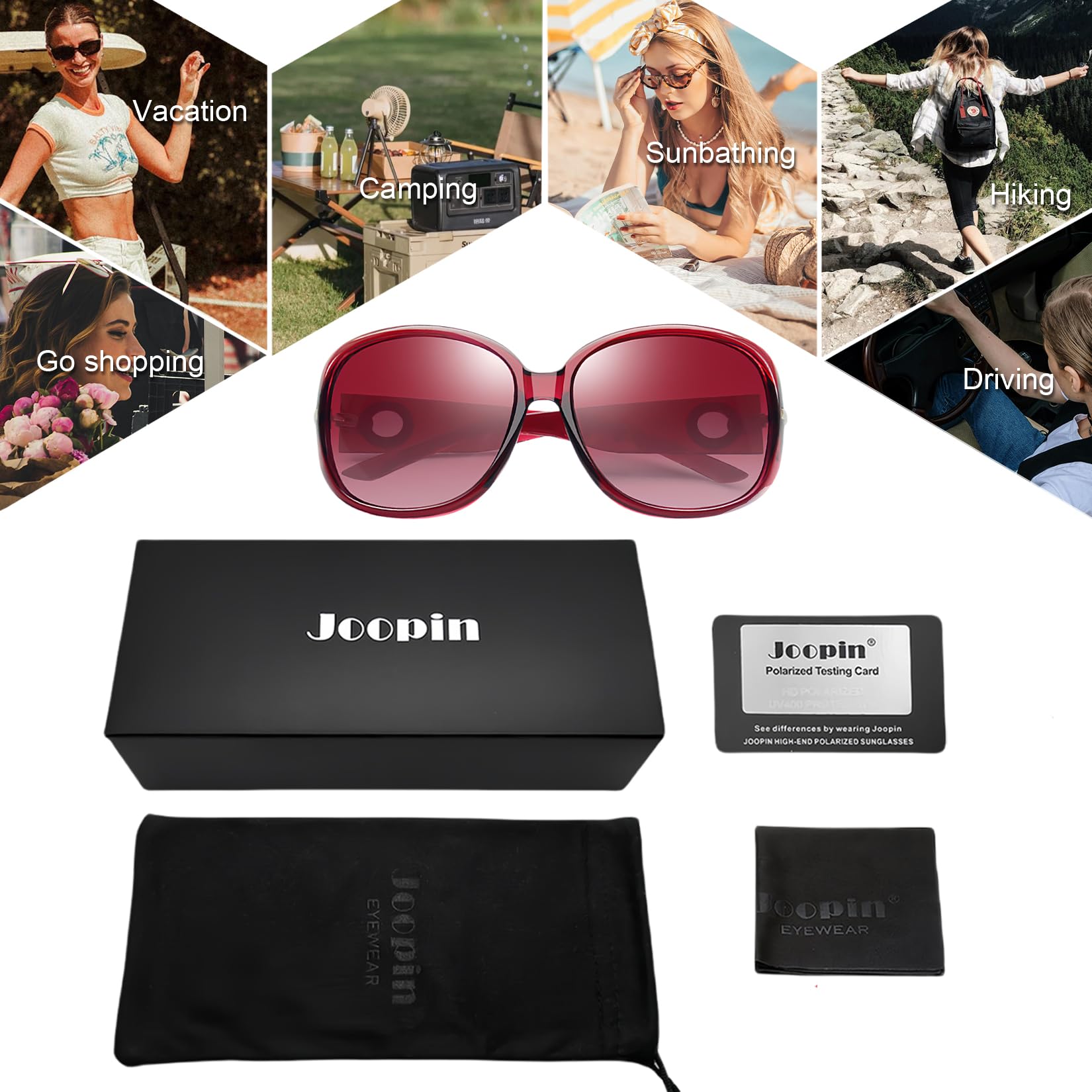 Joopin Oversized Polarised Sunglasses For Women Retro Frames