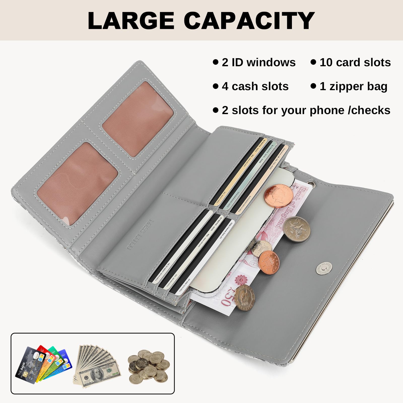 Multi Color Long Wallet Clutch For Women