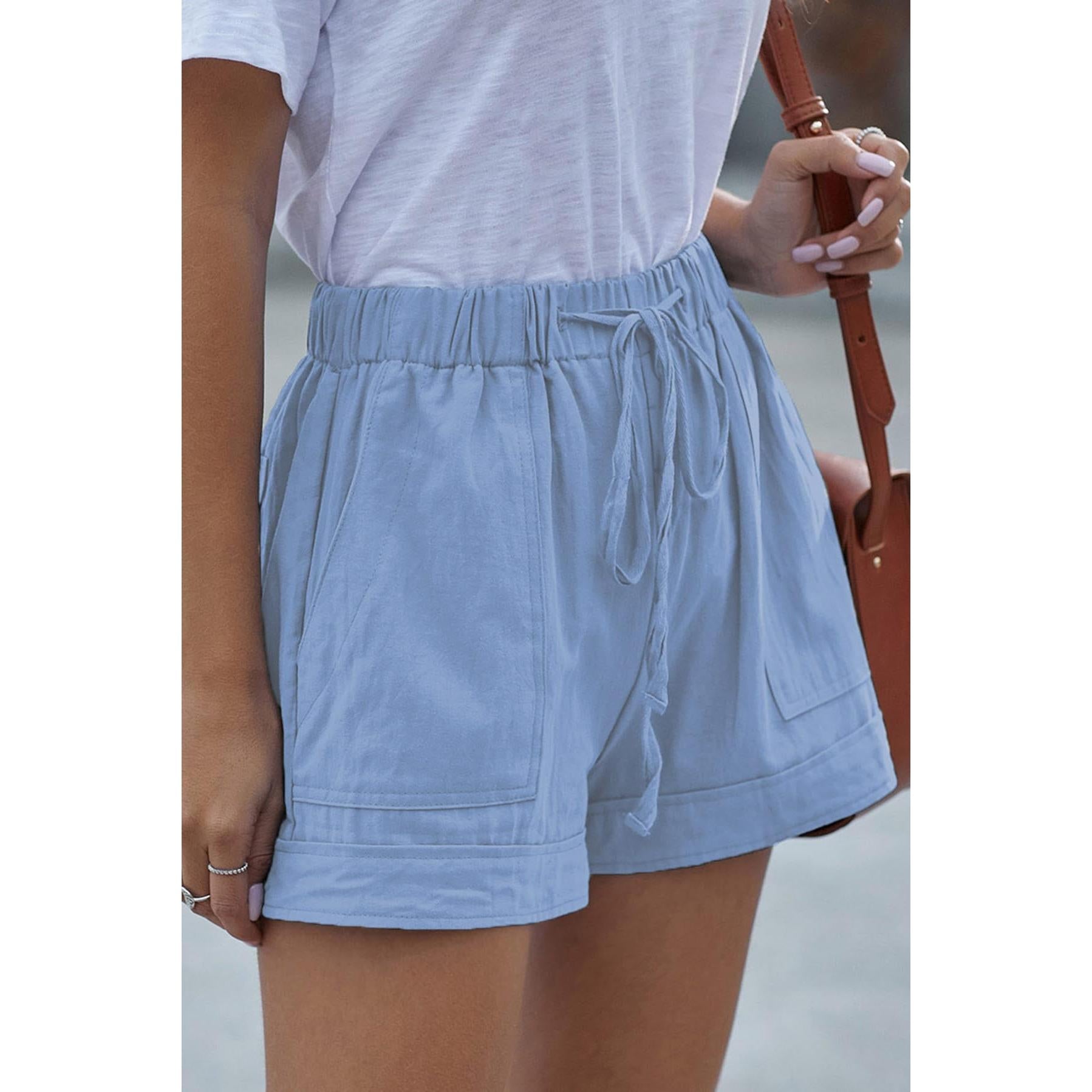 NovaWear Women Drawstring Shorts Elastic Waist Pockets