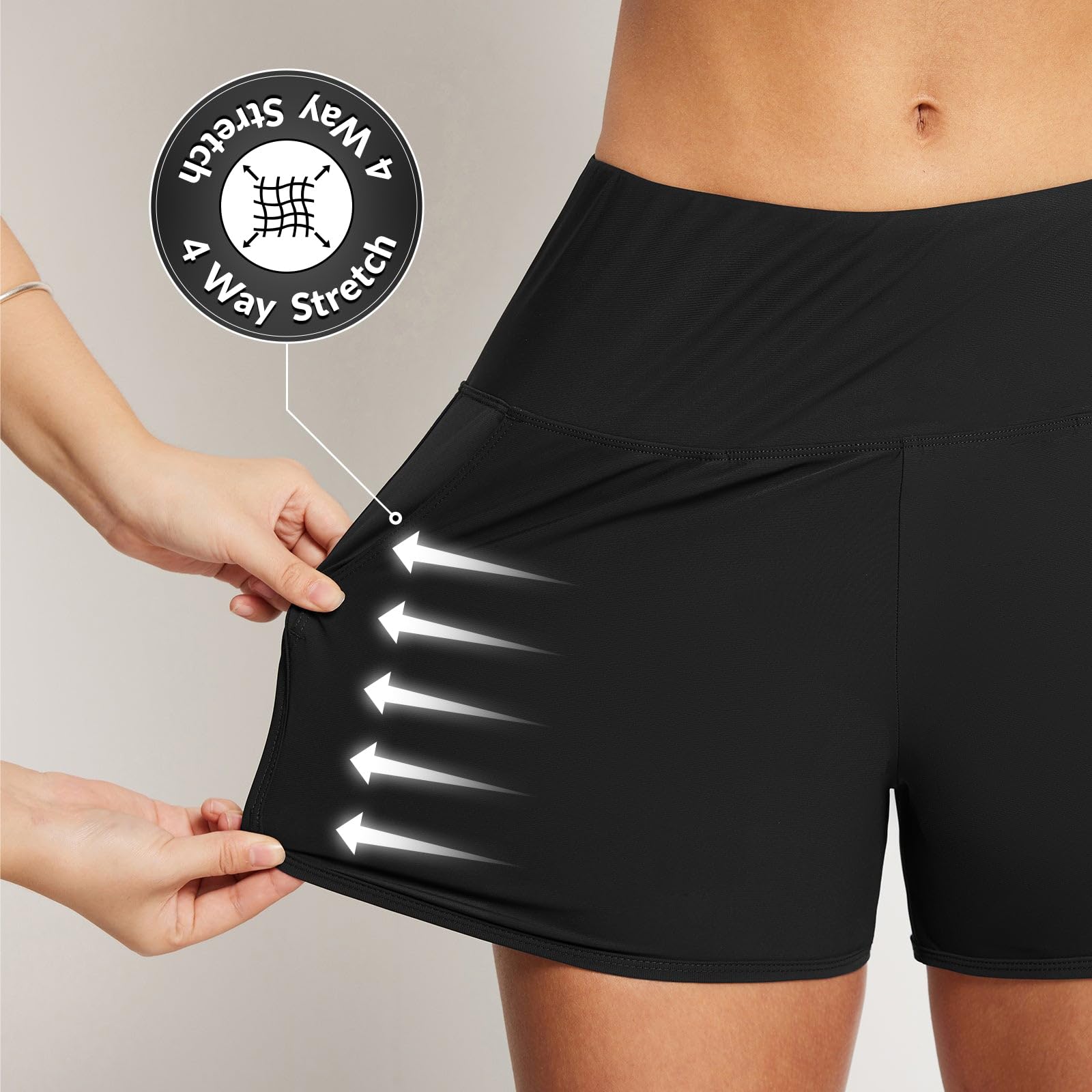 Baleaf Tummy Control High Waisted Swim Shorts With Pockets