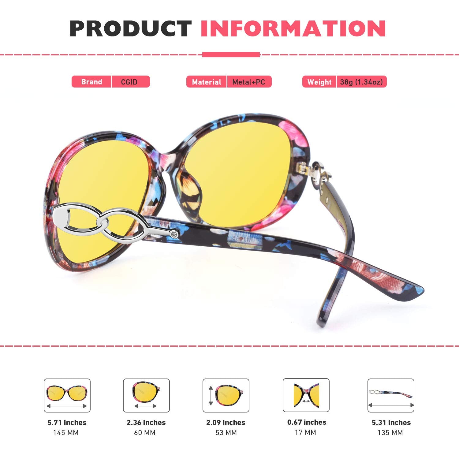 CGID Polarised Sunglasses Retro Designer Oversized UV400