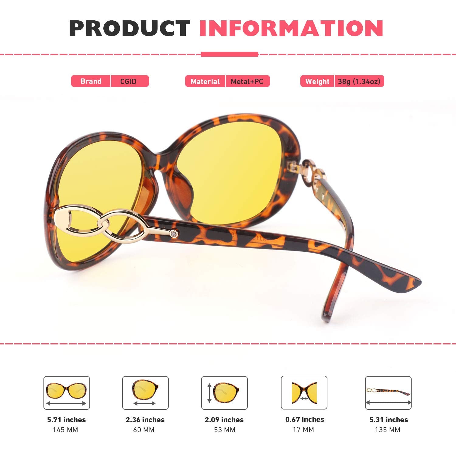 CGID Polarised Sunglasses Retro Designer Oversized UV400