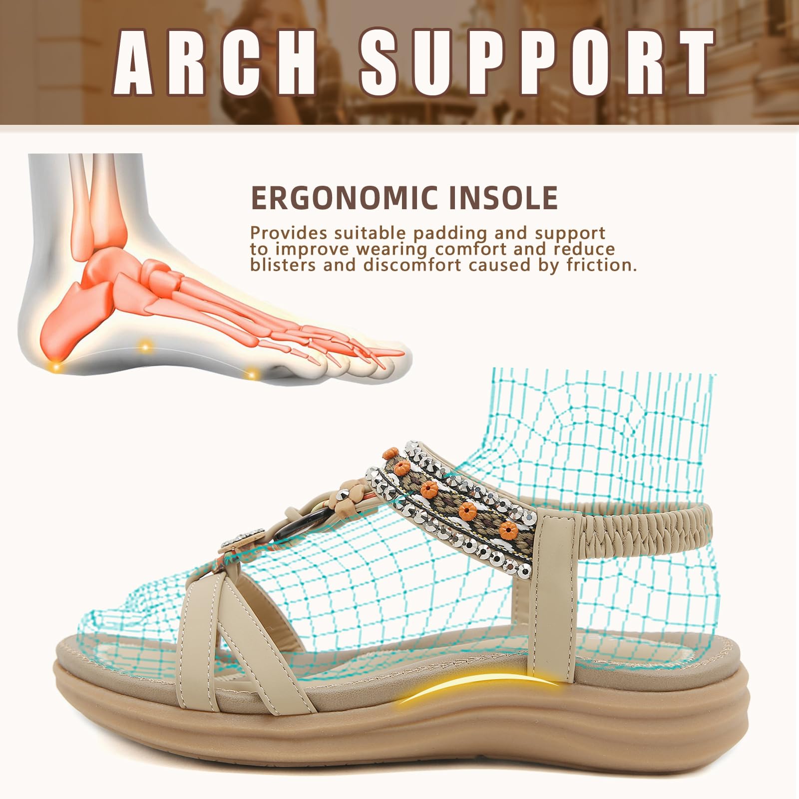 Sandals Womens Summer Flat Slip On Elastic Strap