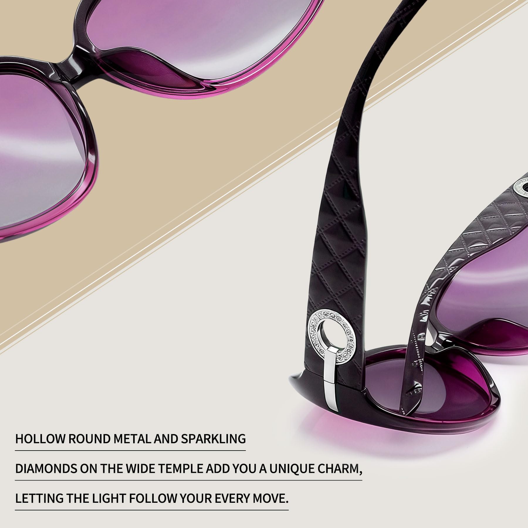 Joopin Oversized Polarised Sunglasses For Women Retro Frames