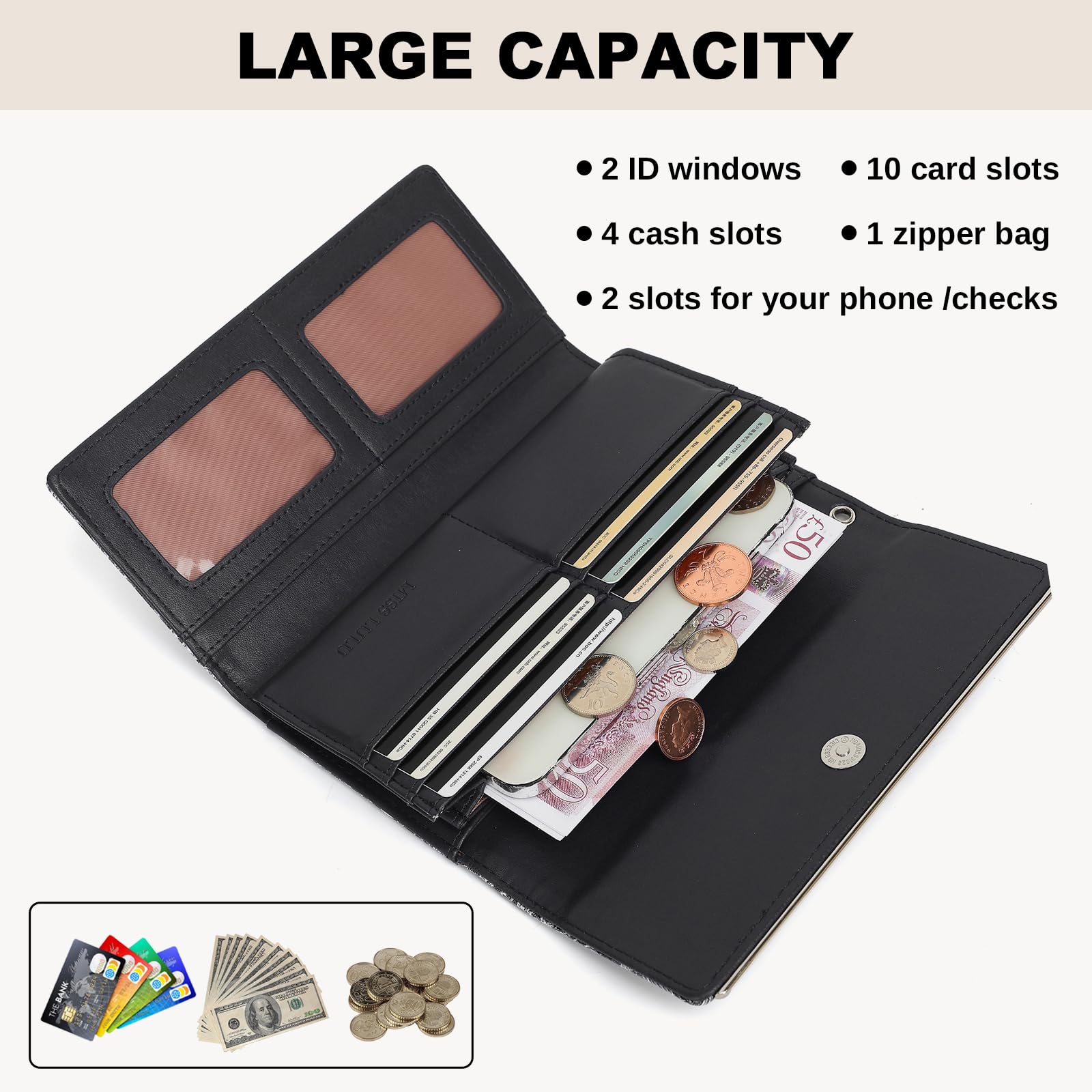Multi Color Long Wallet Clutch For Women