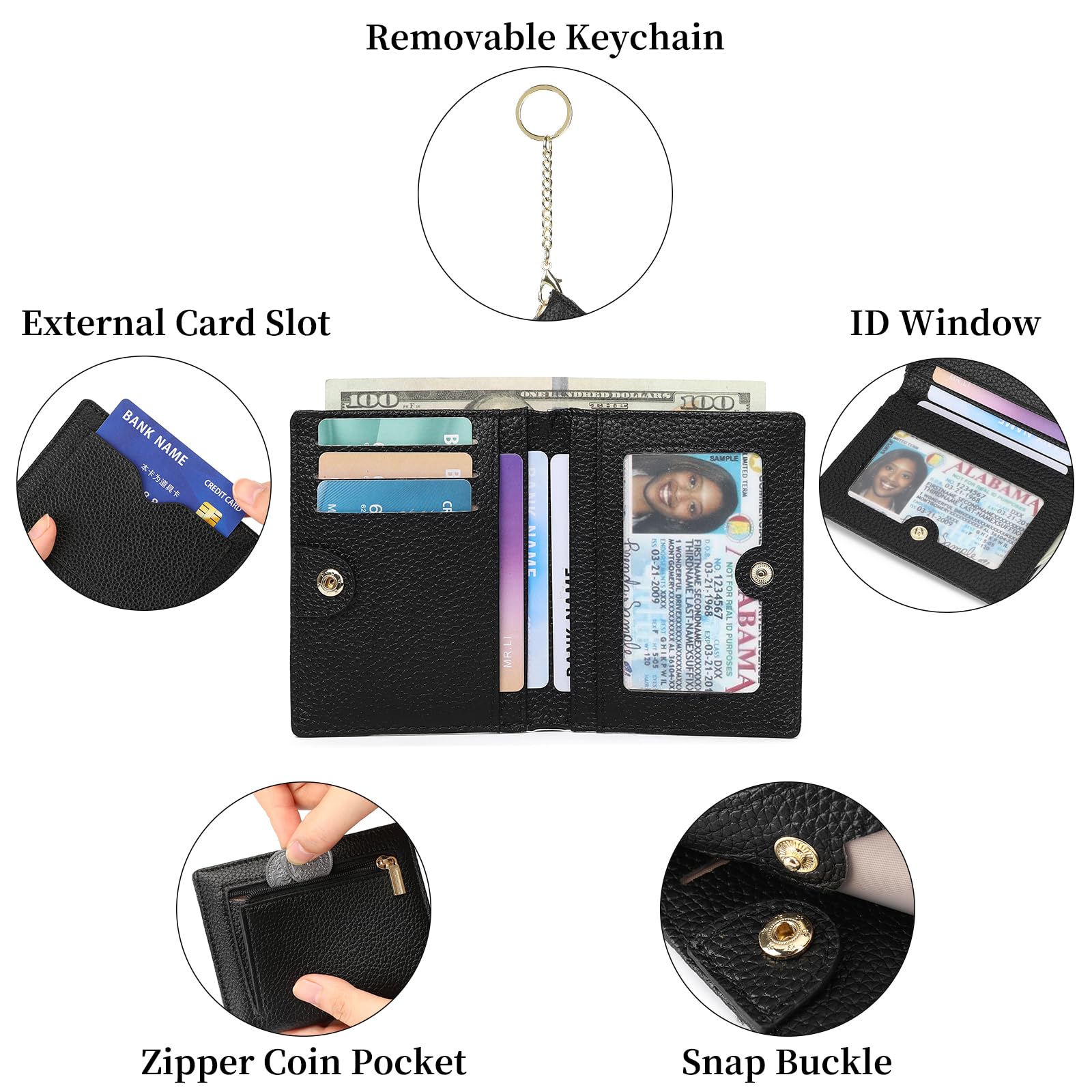 GAEKEAO RFID Blocking Leather Compact BiFold Wallet