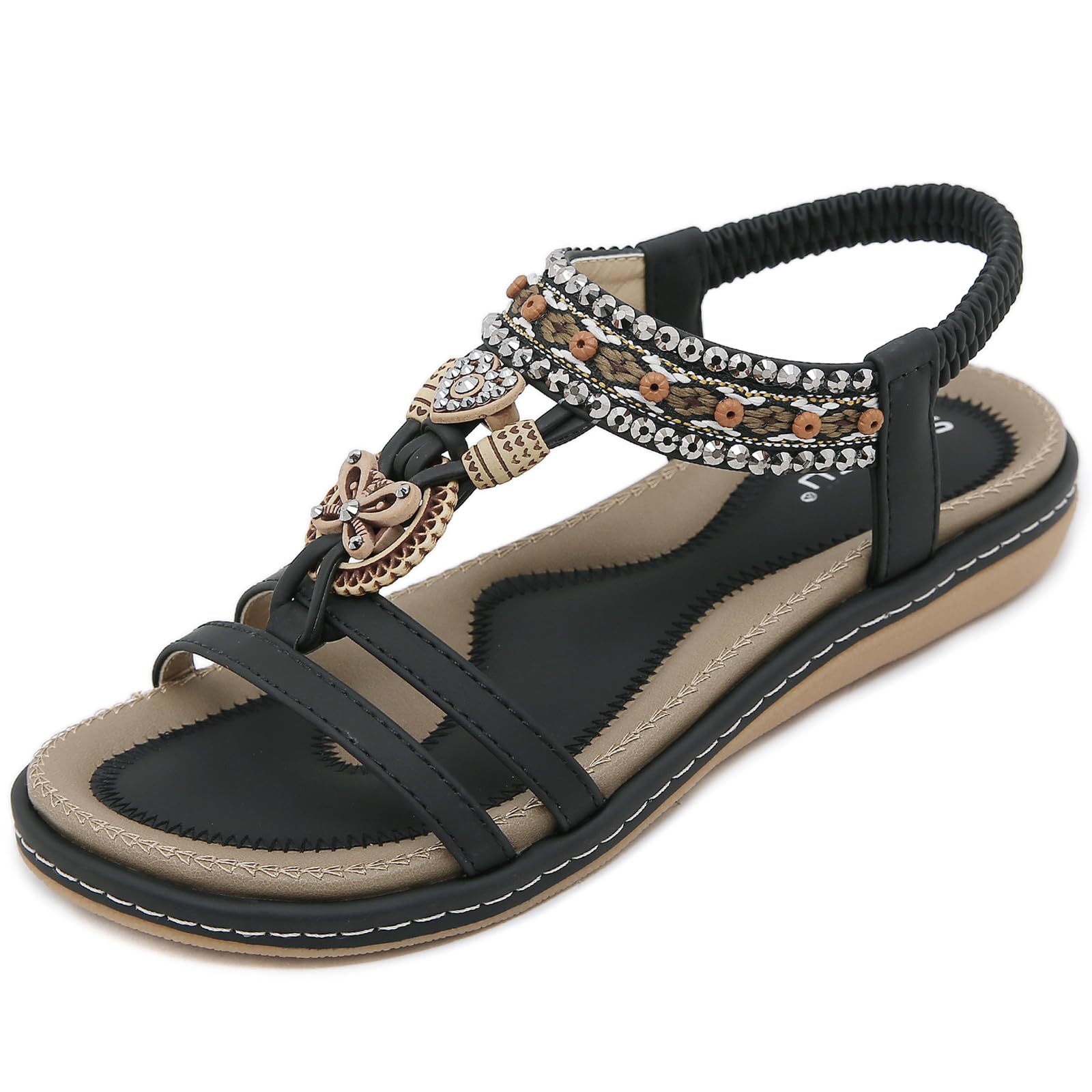 Sandals Womens Summer Flat Slip On Elastic Strap