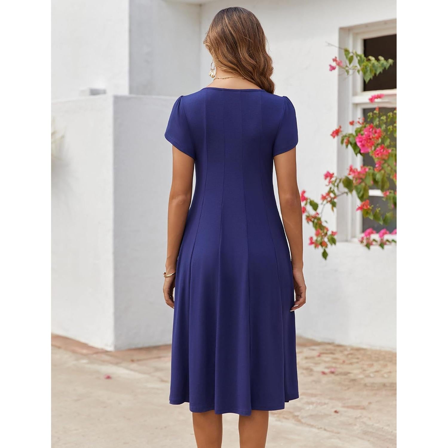 Zeagoo Womens Summer Midi Dress With Pockets S XXL