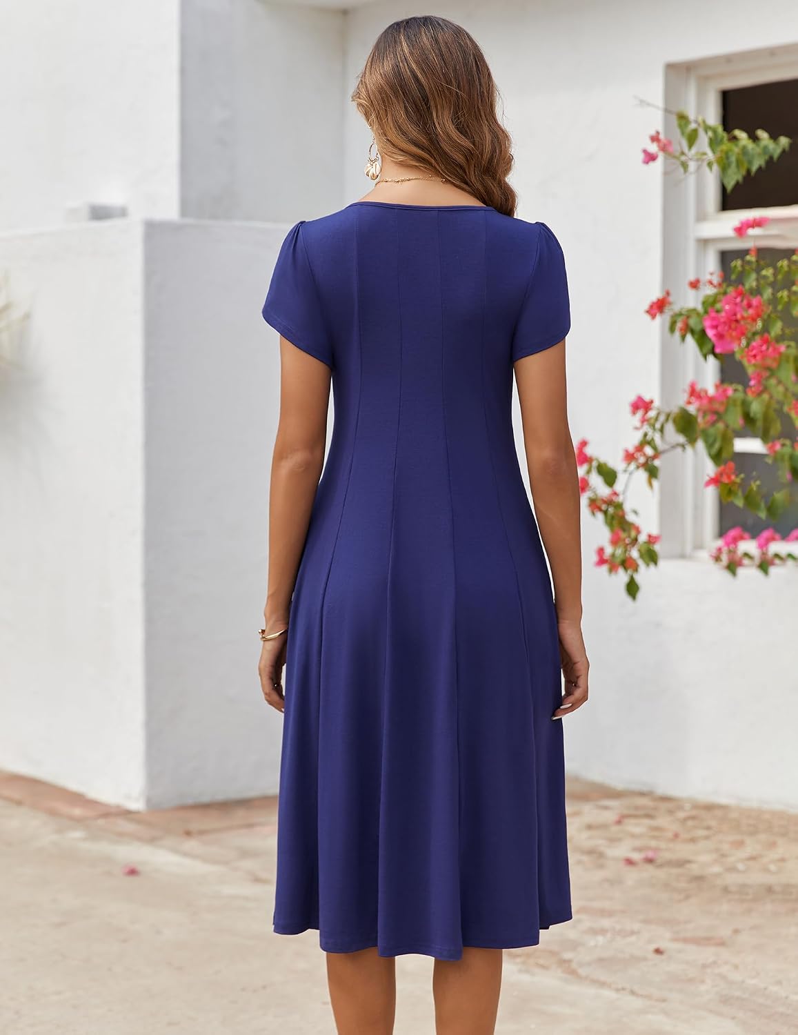 Zeagoo Womens Summer Midi Dress With Pockets S XXL