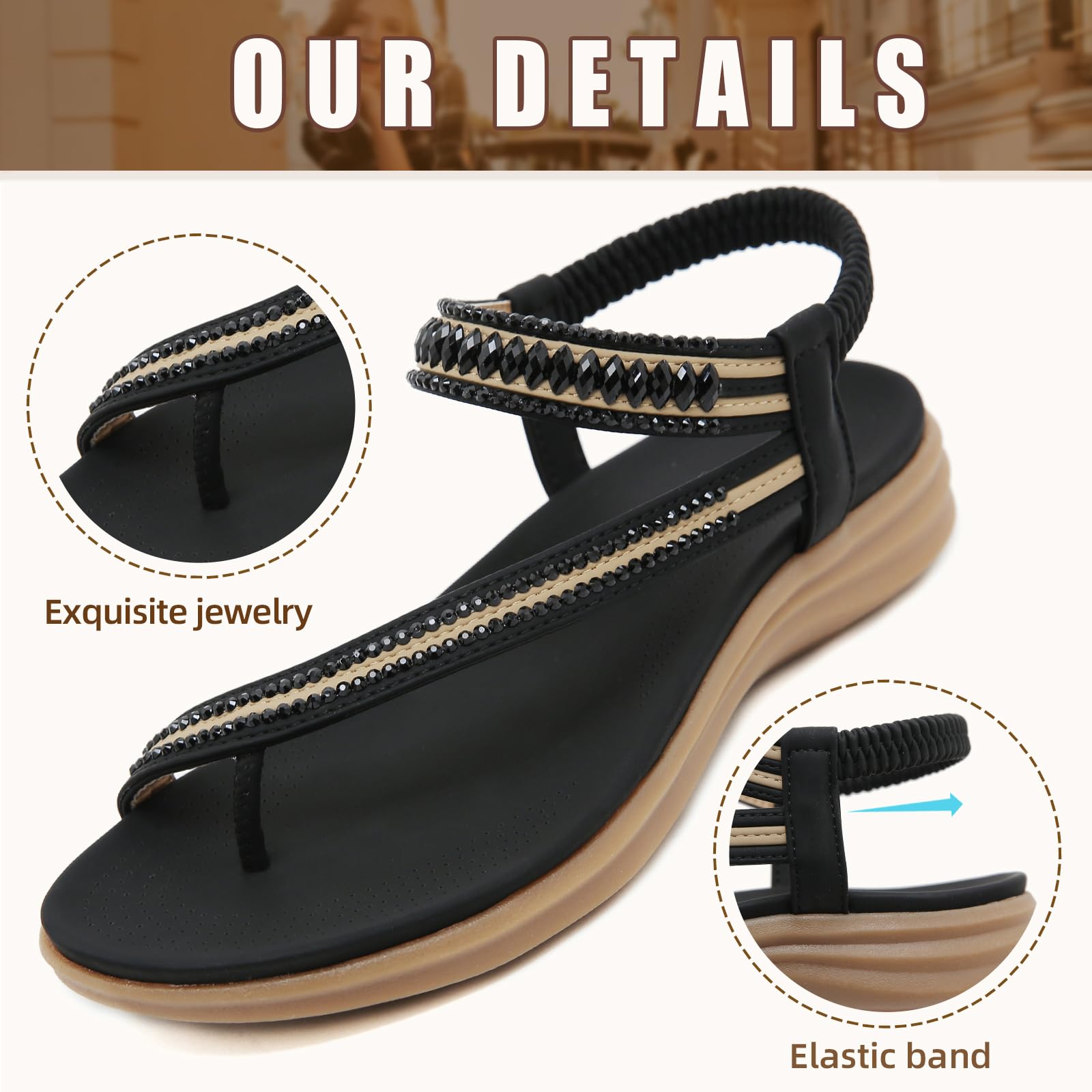 Sandals Womens Summer Flat Slip On Elastic Strap