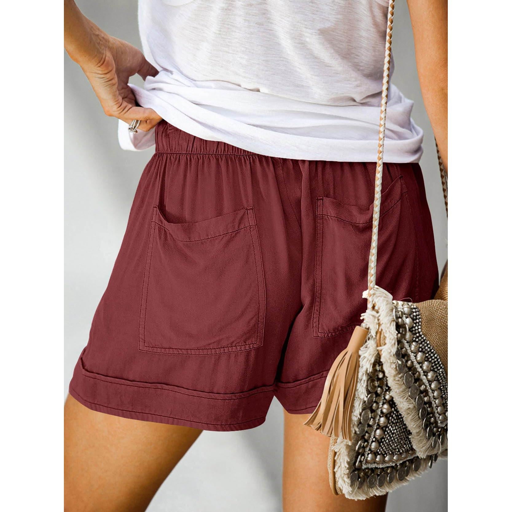 Comefohome Womens Cotton Drawstring Shorts With Pockets