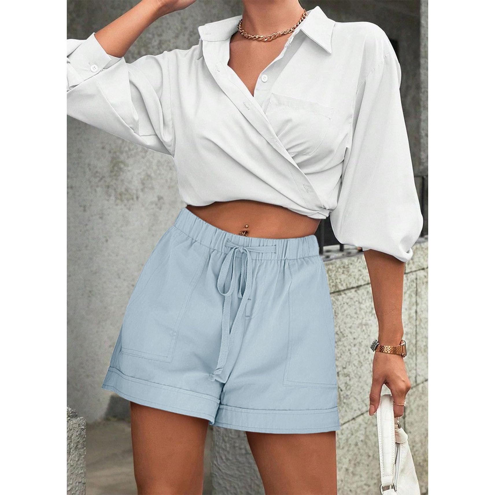Comefohome Womens Cotton Drawstring Shorts With Pockets