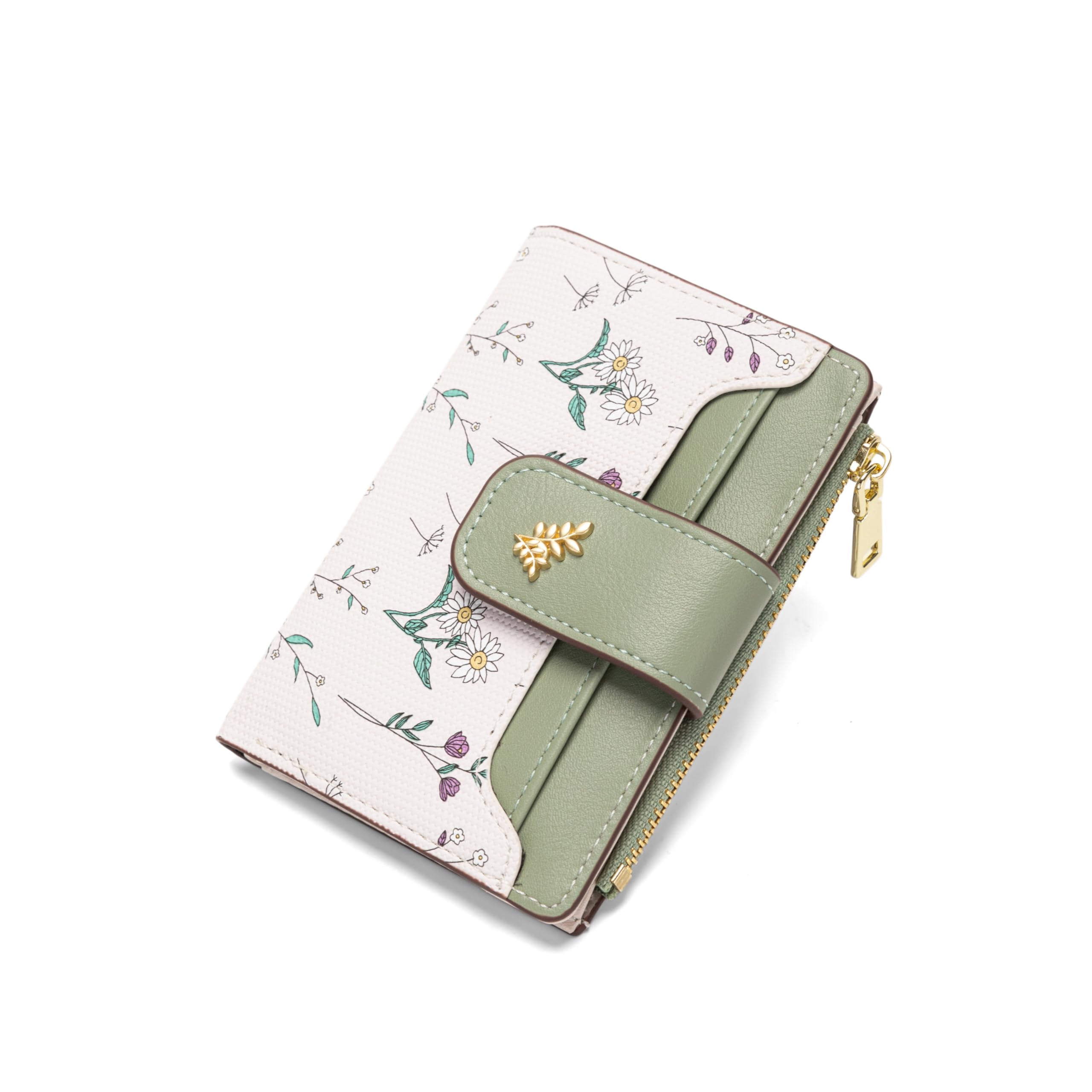 Chaofanxi RFID Blocking Green Leather Bifold Wallet