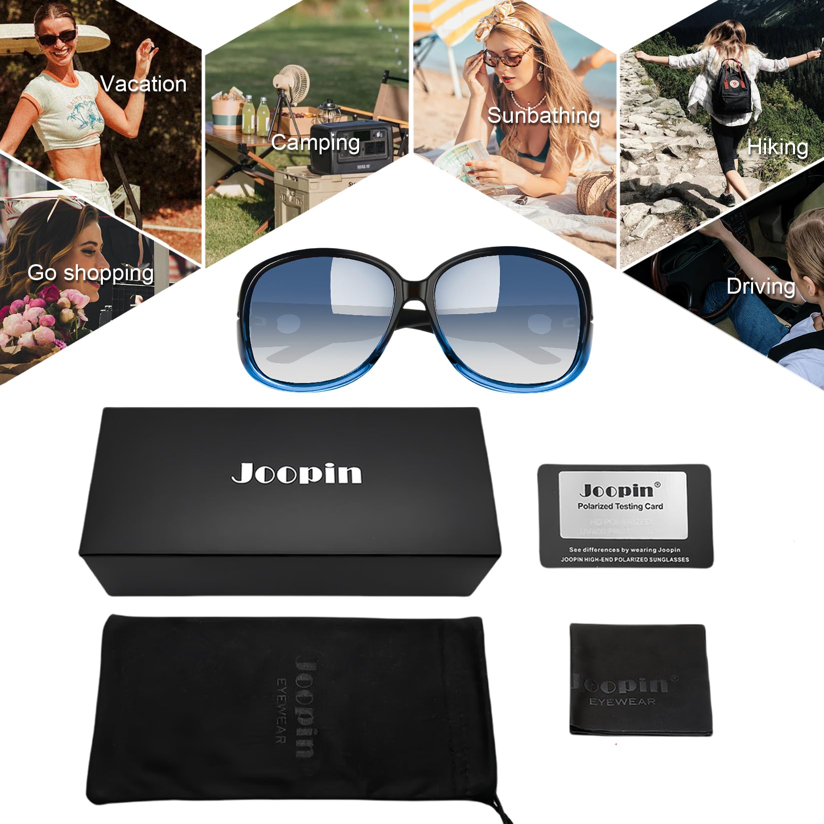 Joopin Oversized Polarised Sunglasses For Women Retro Frames