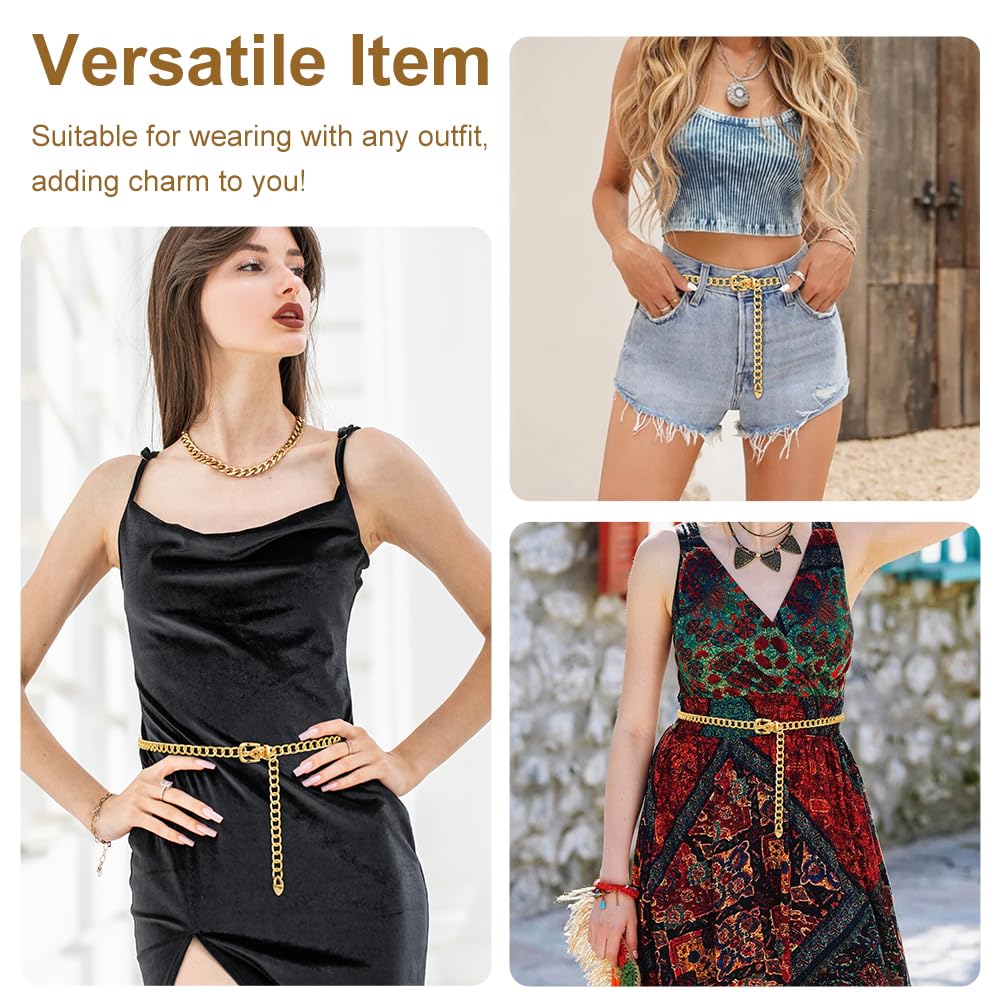 AstraLux Gold Chain Belt for Women Adjustable Boho Cowgirl