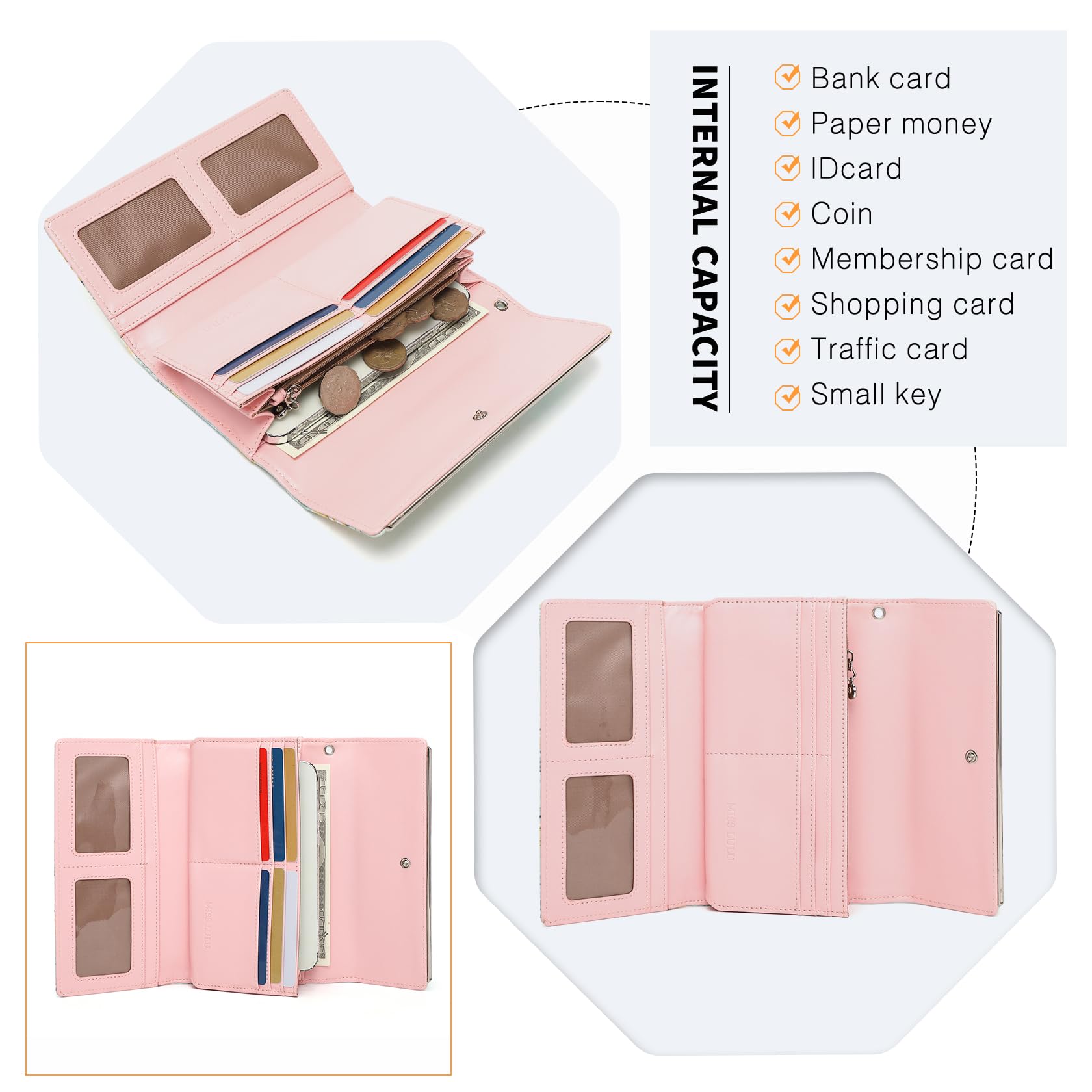 Multi Color Long Wallet Clutch For Women