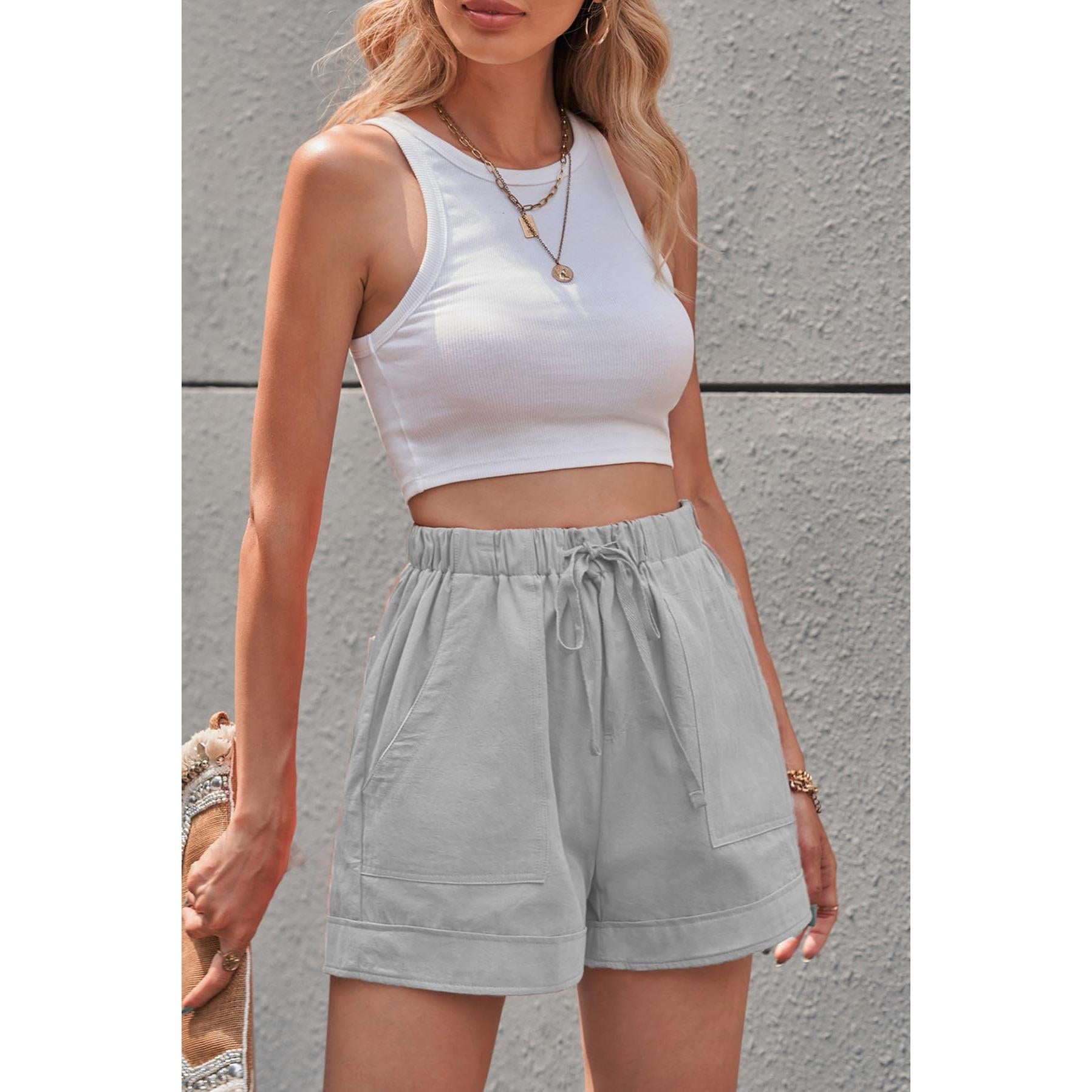 NovaWear Women Drawstring Shorts Elastic Waist Pockets