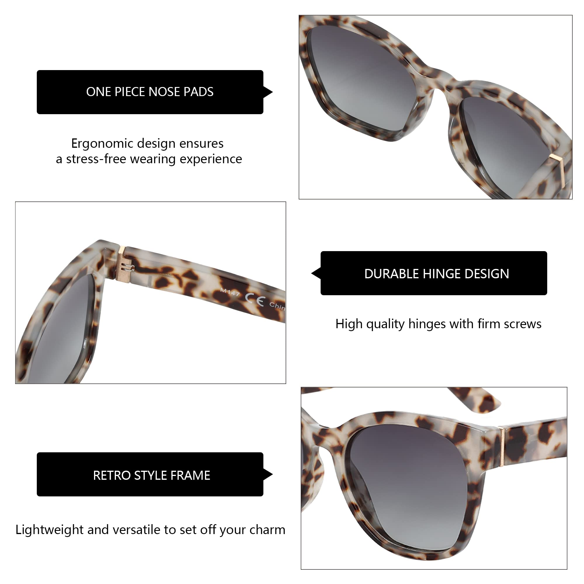 Zenottic Cat Eye Polarised Sunglasses Oversized UV400