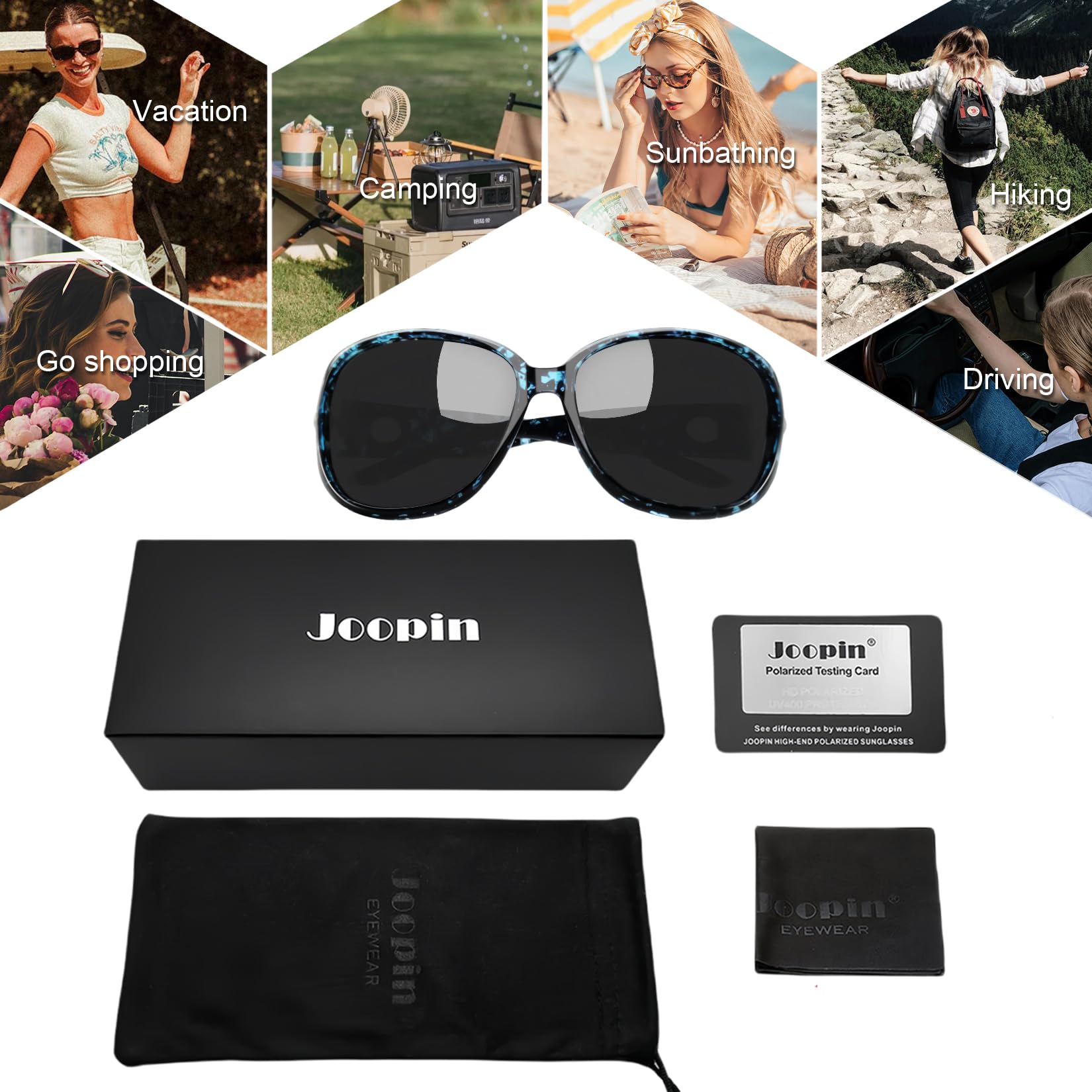 Joopin Oversized Polarised Sunglasses For Women Retro Frames
