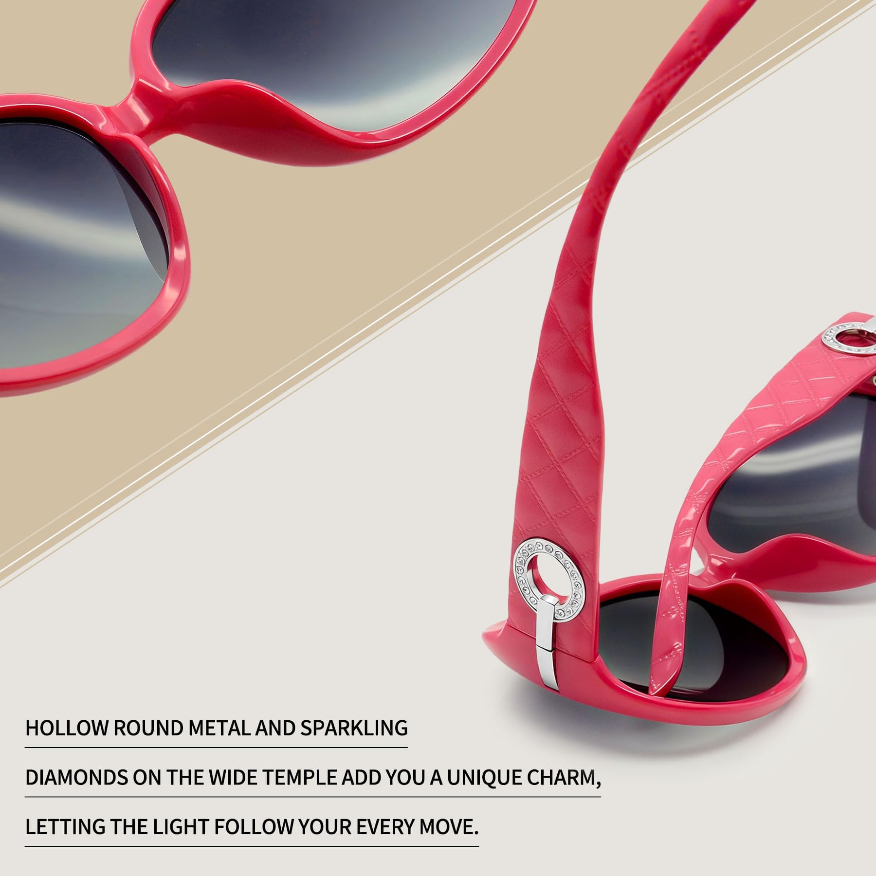 Joopin Oversized Polarised Sunglasses For Women Retro Frames