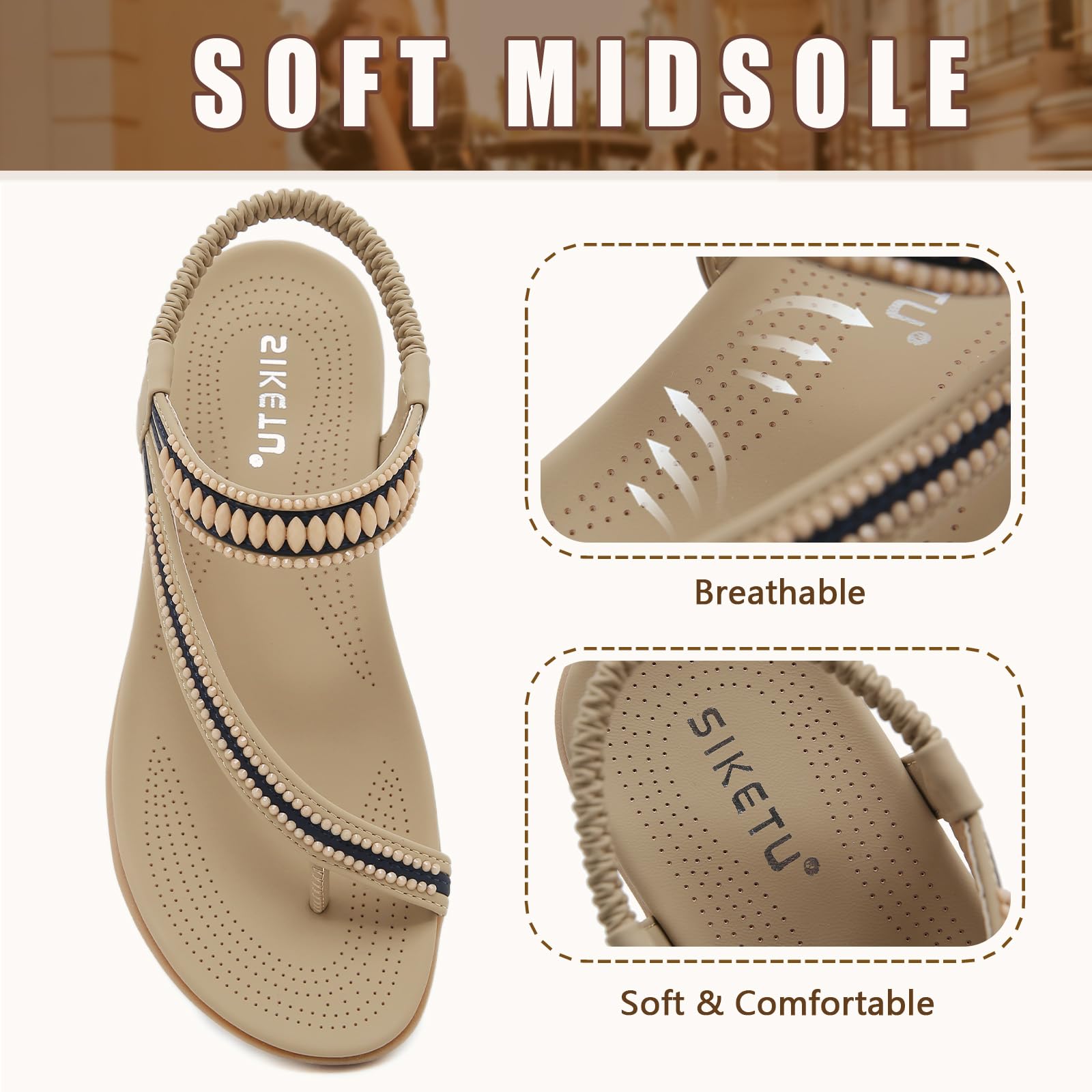 Sandals Womens Summer Flat Slip On Elastic Strap