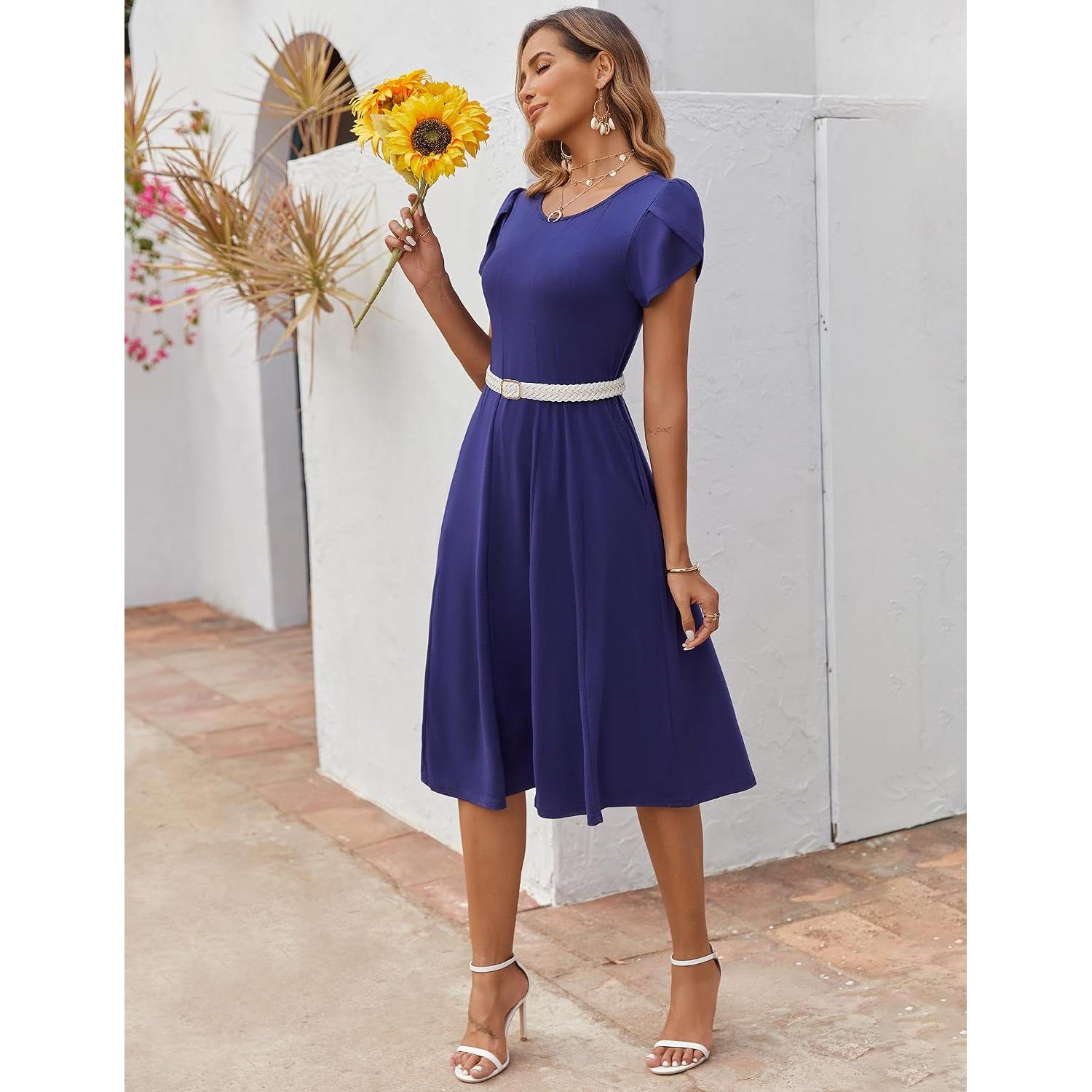 Zeagoo Womens Summer Midi Dress With Pockets S XXL