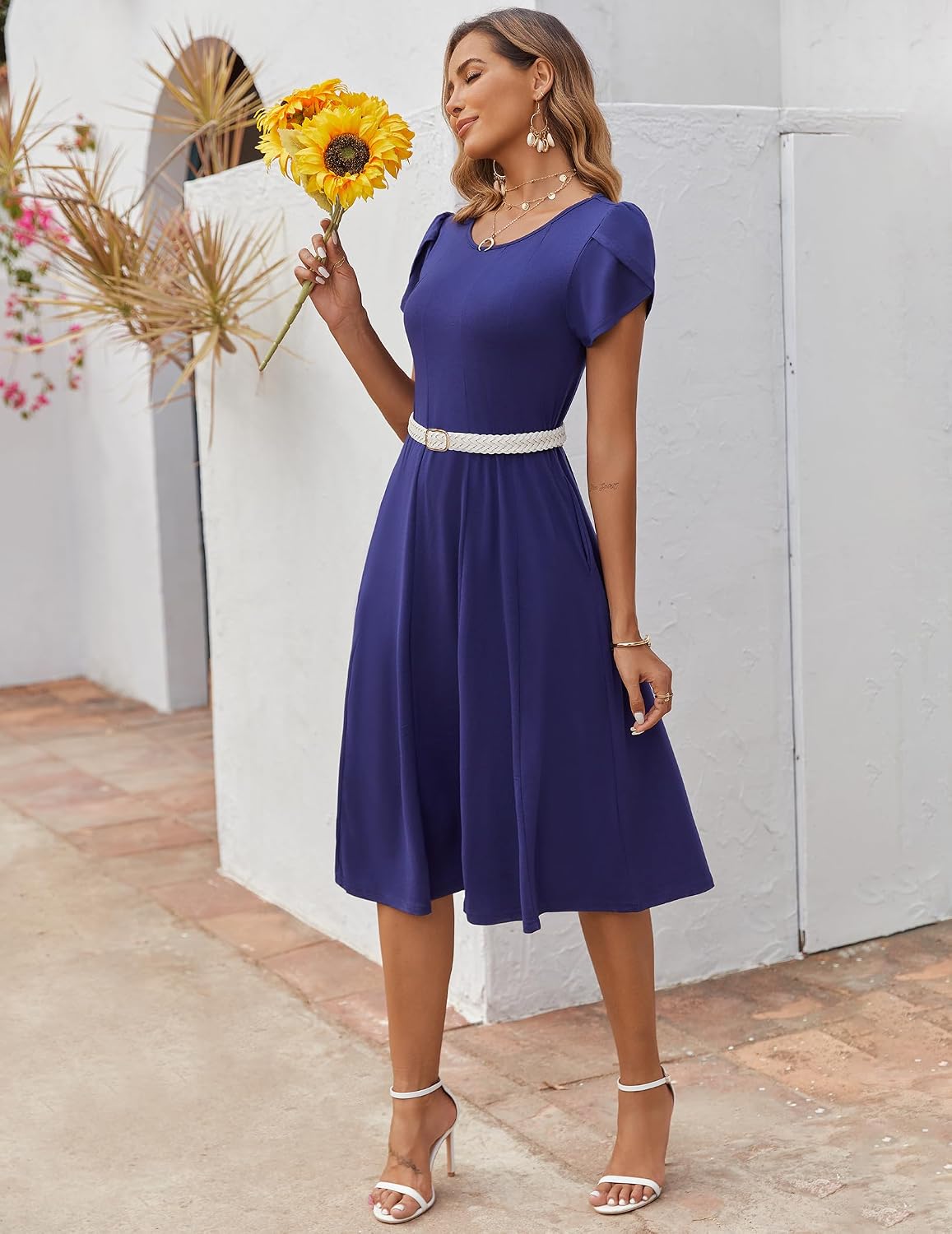Zeagoo Womens Summer Midi Dress With Pockets S XXL