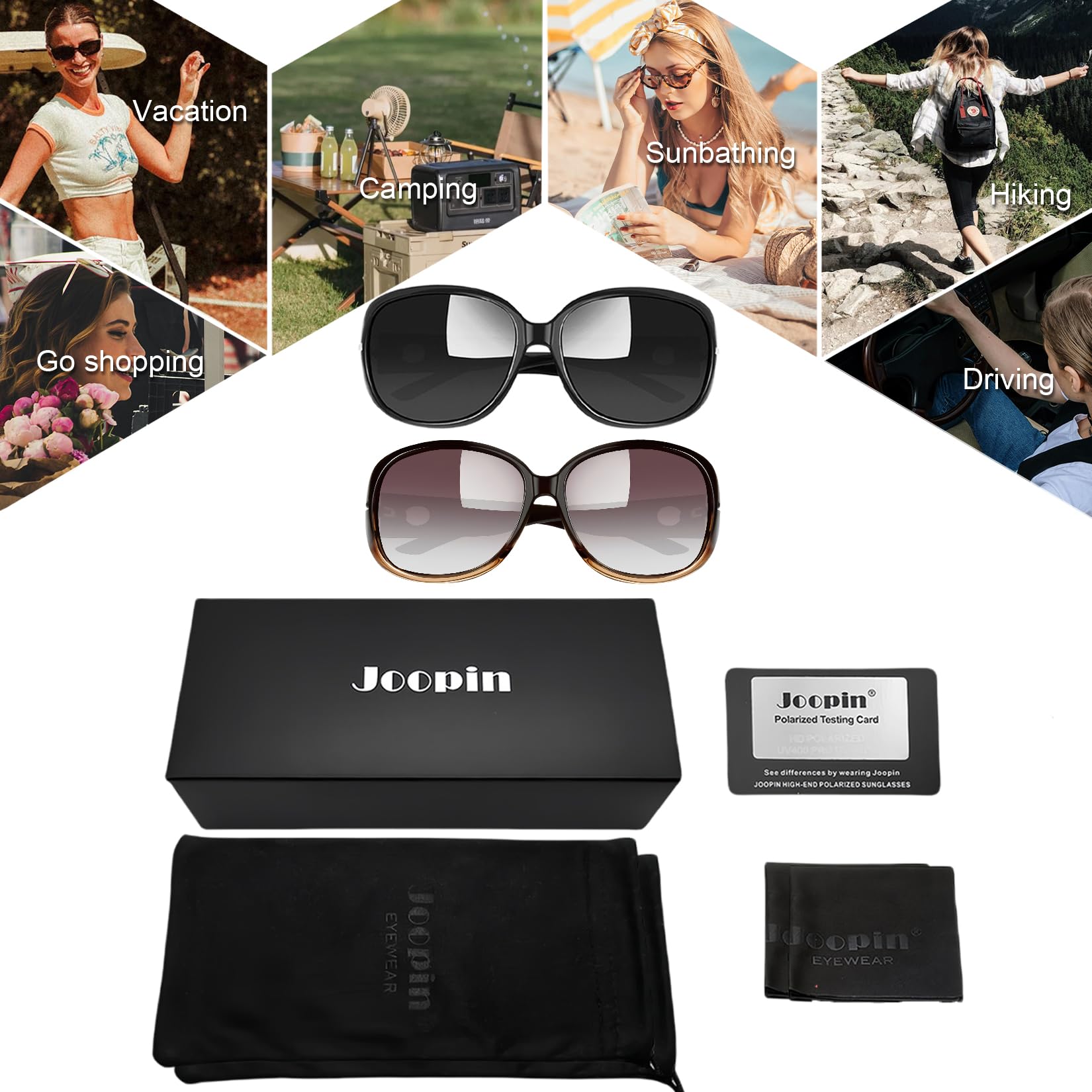 Joopin Oversized Polarised Sunglasses For Women Retro Frames