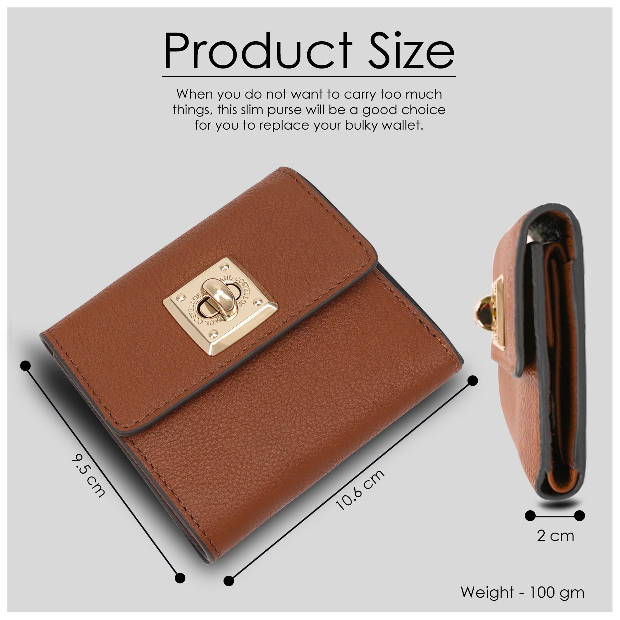 Paul Costelloe BARO Genuine Leather Wallet With Flap Caramel