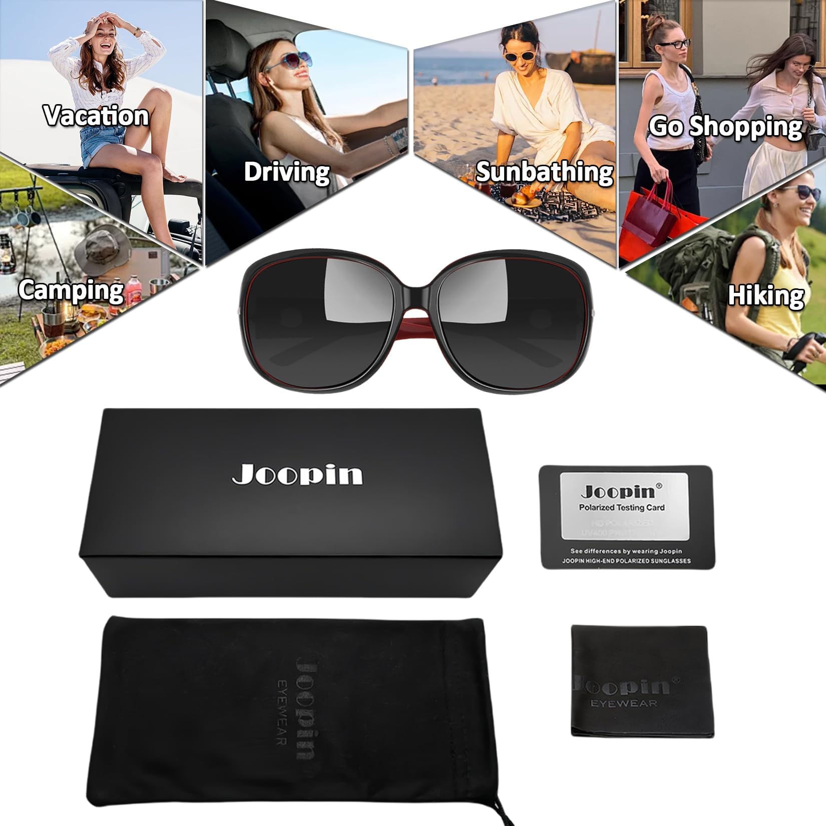 Joopin Oversized Polarised Sunglasses For Women Retro Frames