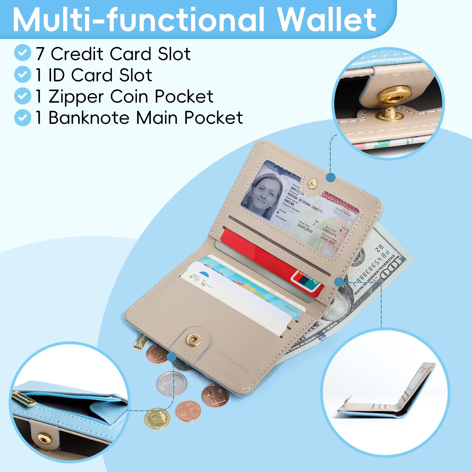Pomelo Best Pink RFID Blocking Small Wallet With Zipper