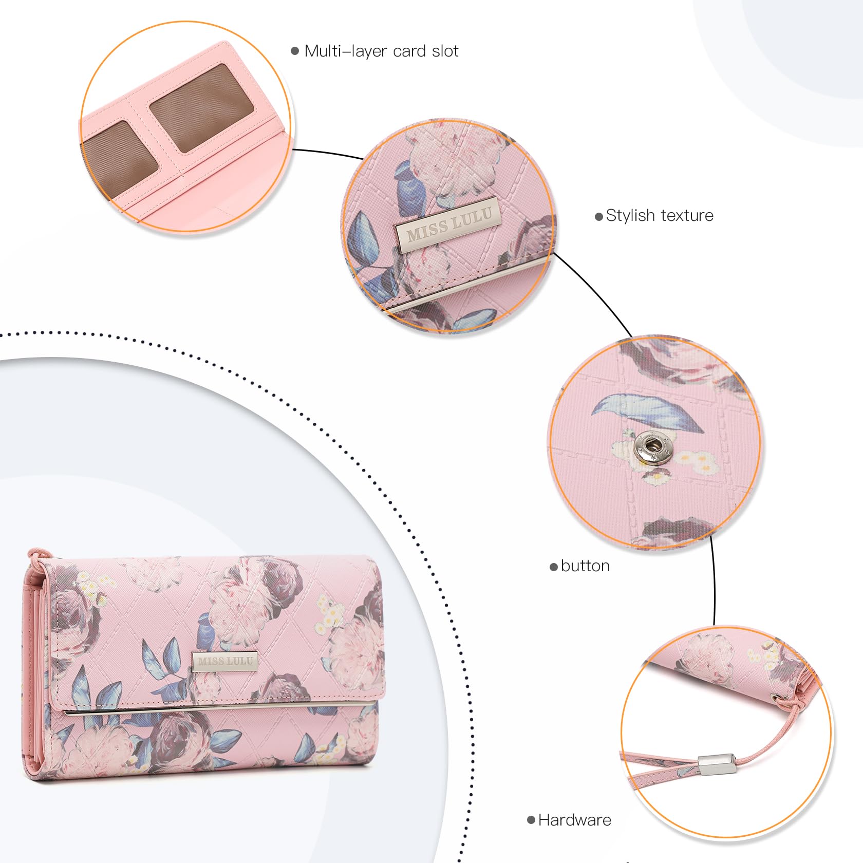 Multi Color Long Wallet Clutch For Women