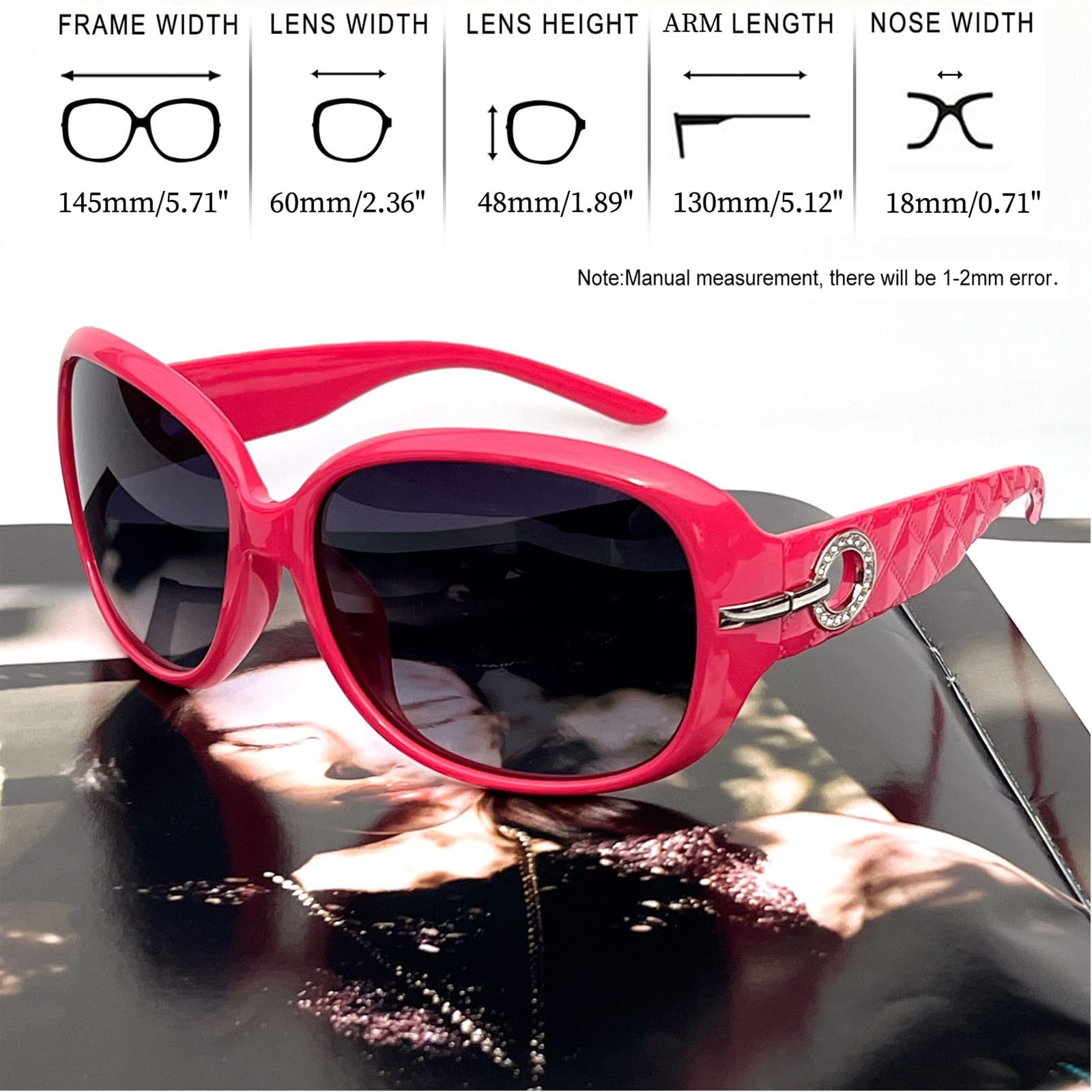 Joopin Oversized Polarised Sunglasses For Women Retro Frames