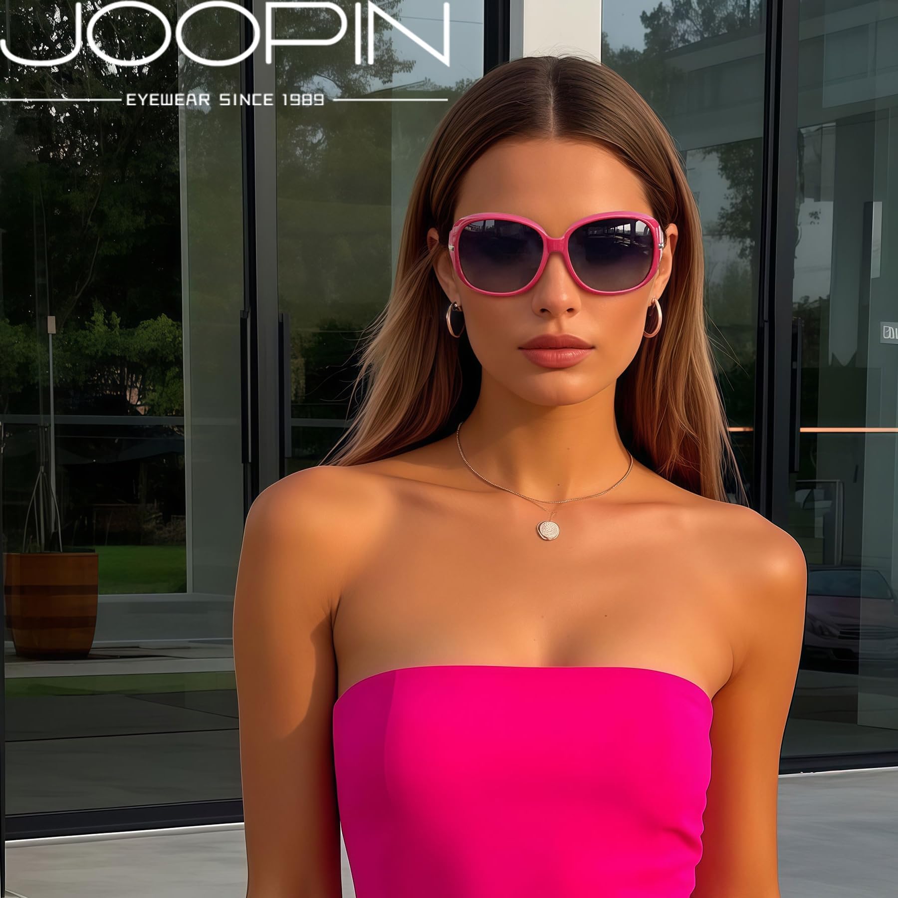 Joopin Oversized Polarised Sunglasses For Women Retro Frames