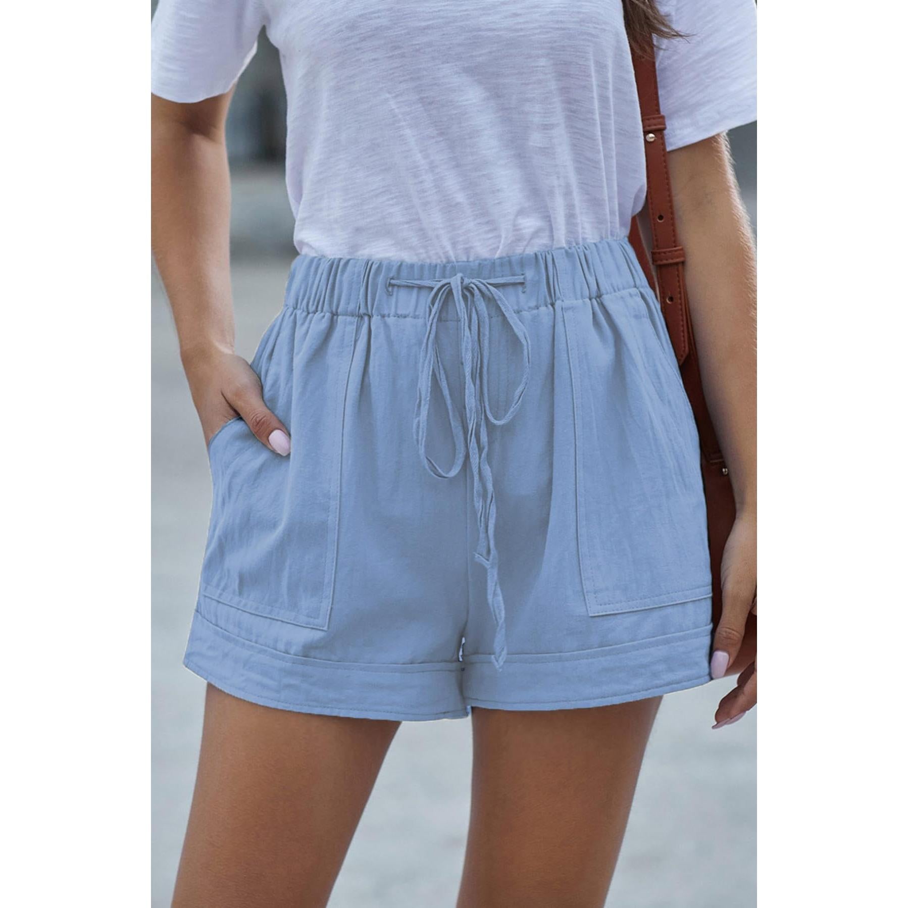 NovaWear Women Drawstring Shorts Elastic Waist Pockets