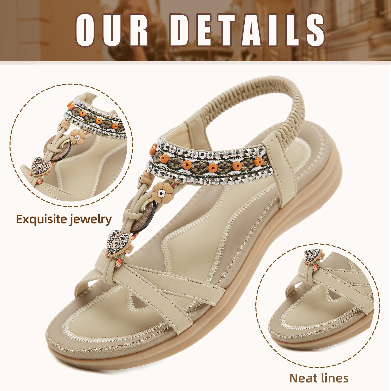 Sandals Womens Summer Flat Slip On Elastic Strap