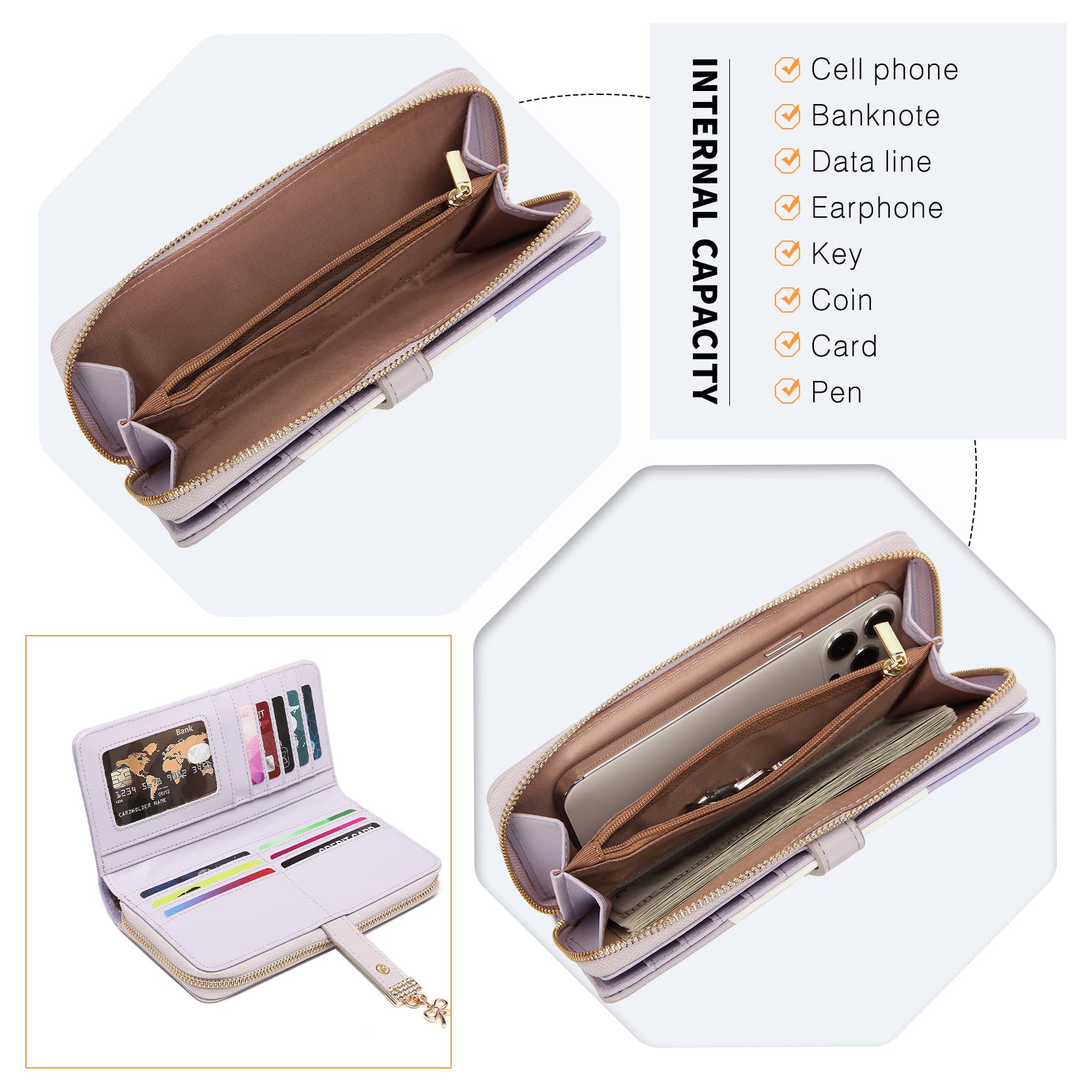 Multi Color Long Wallet Clutch For Women