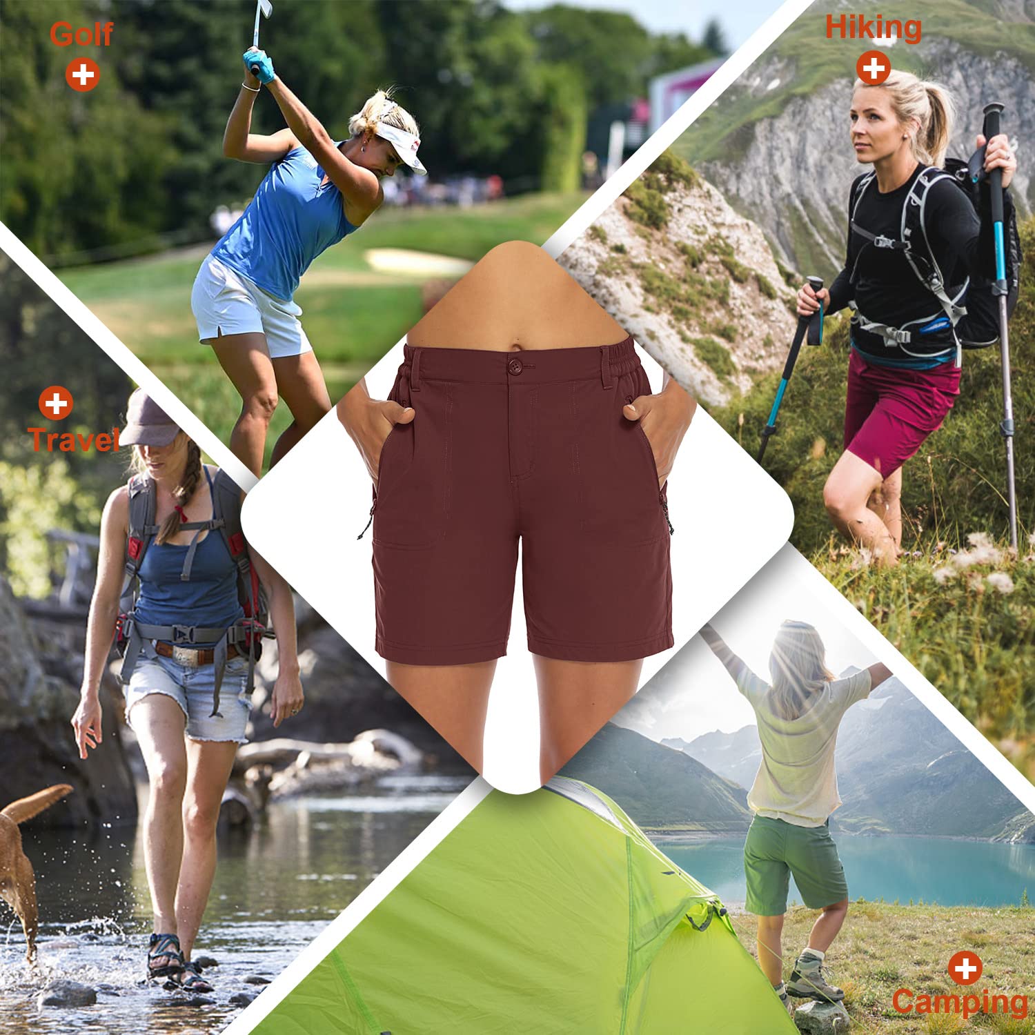 Donhobo Women Golf Shorts Quick Dry Stretch With Pockets