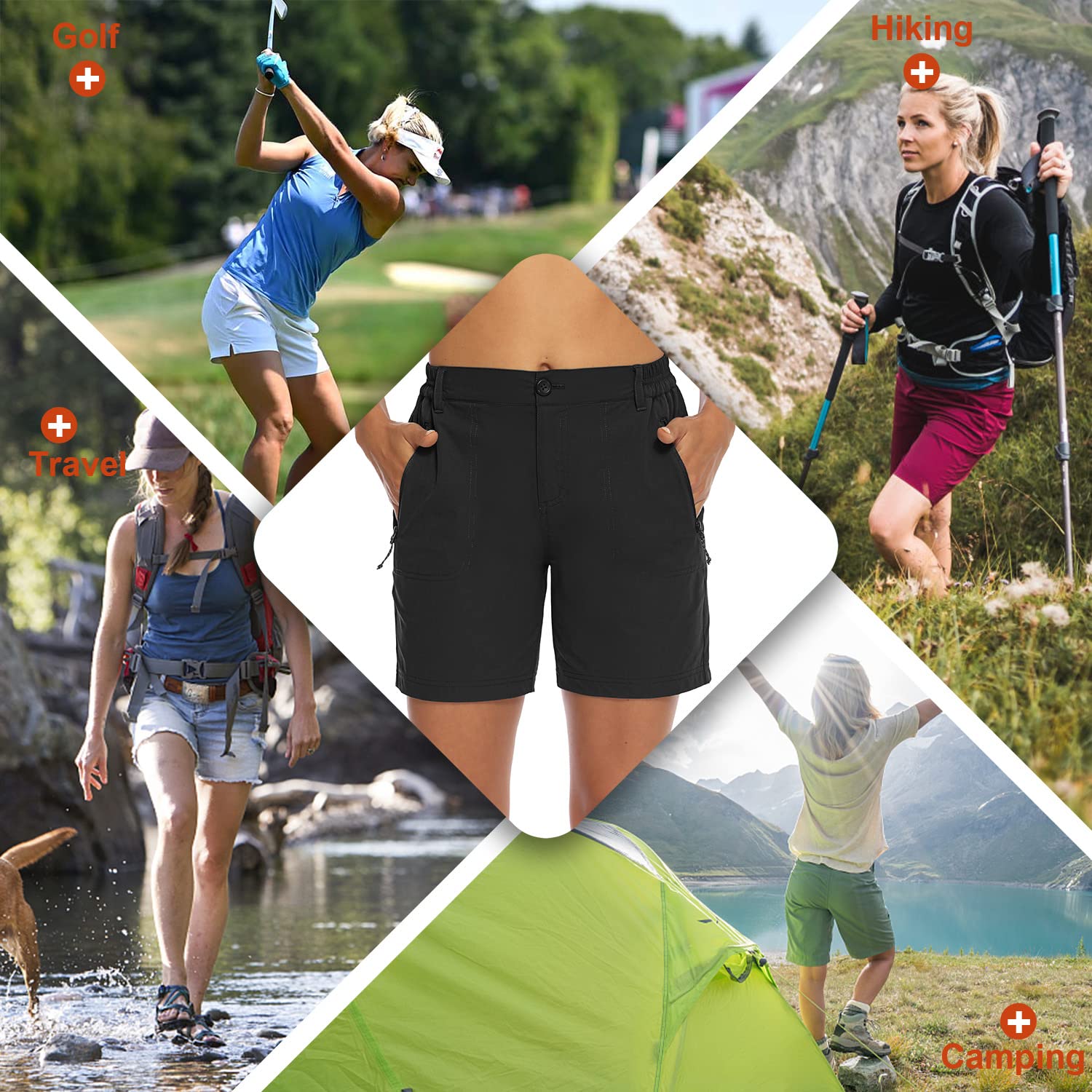 Donhobo Women Golf Shorts Quick Dry Stretch With Pockets