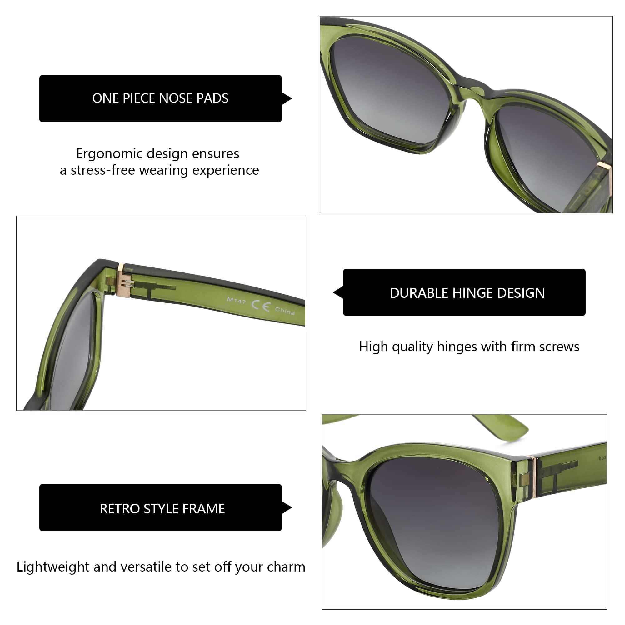 Zenottic Cat Eye Polarised Sunglasses Oversized UV400