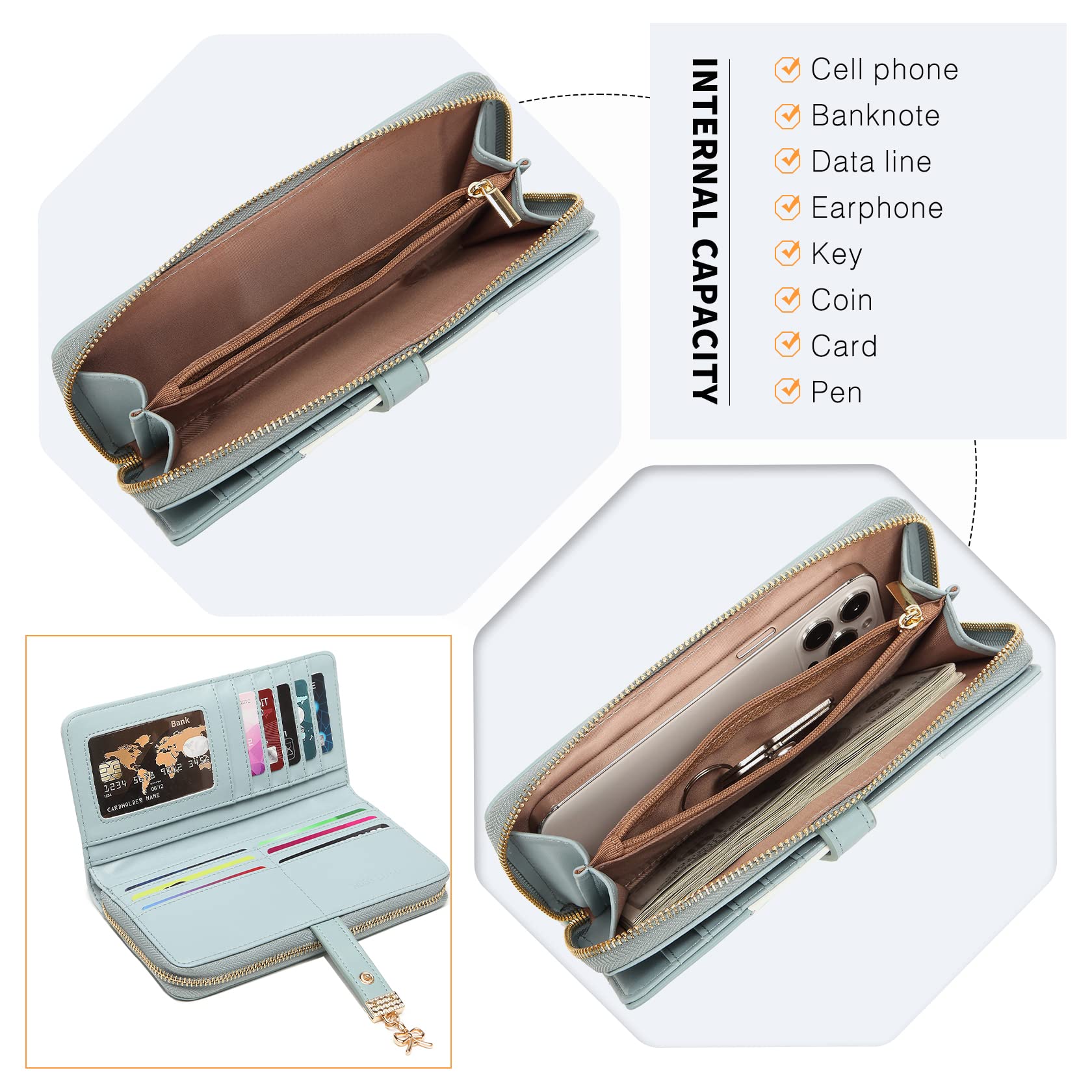Multi Color Long Wallet Clutch For Women