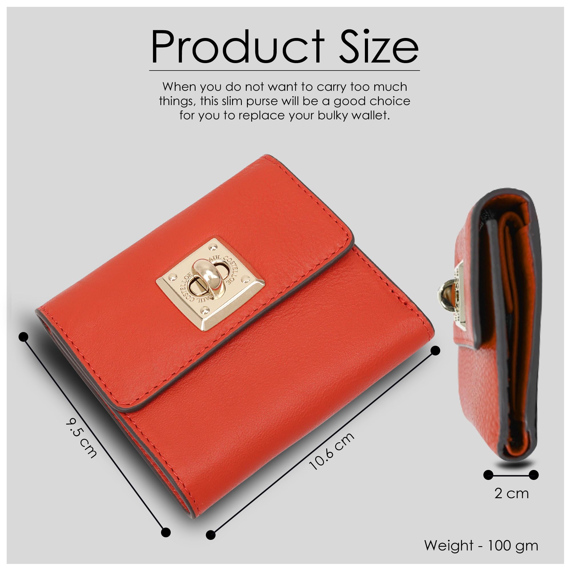 Paul Costelloe BARO Genuine Leather Wallet With Flap Caramel