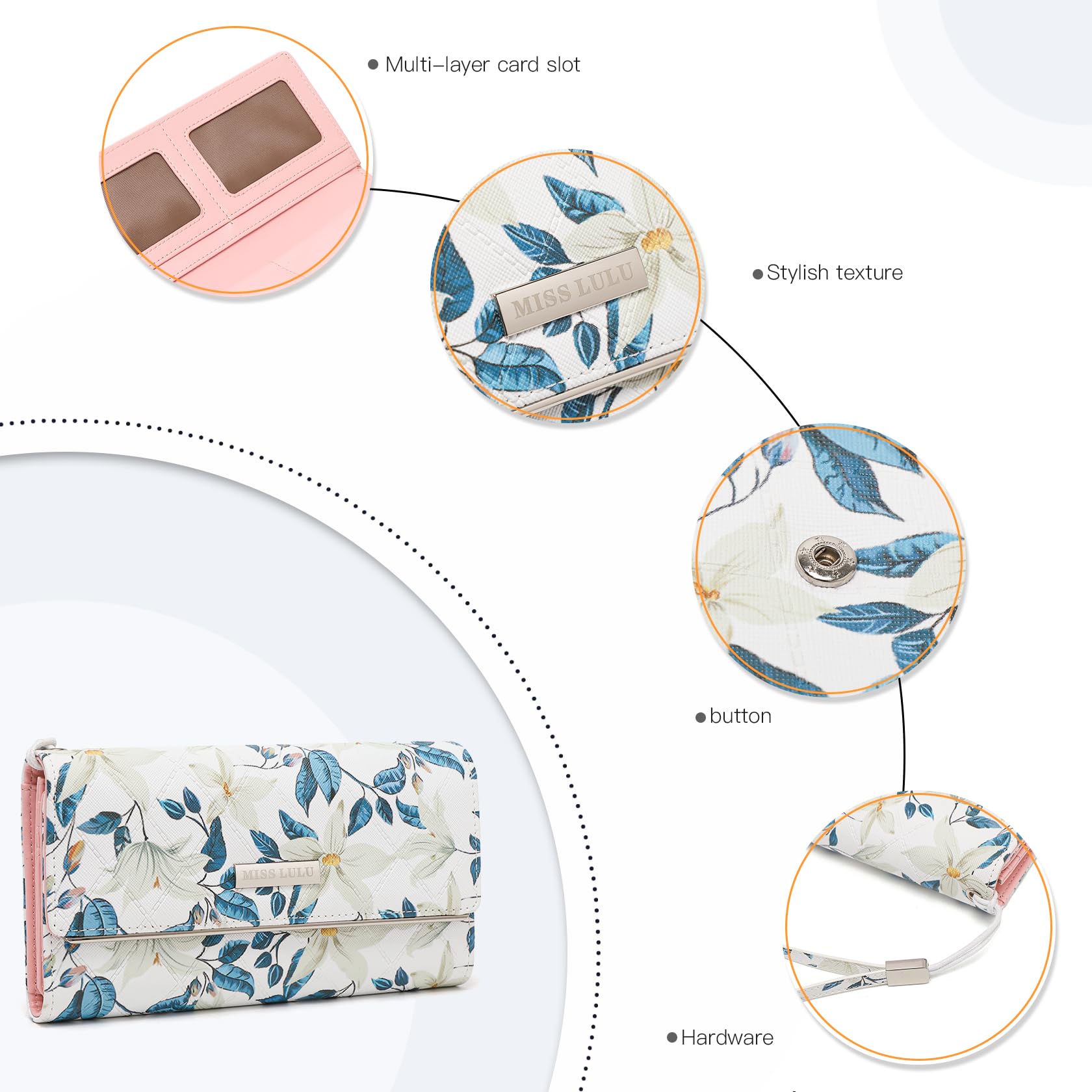 Multi Color Long Wallet Clutch For Women